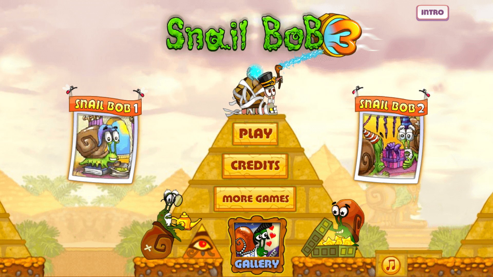 Hidden stars shown in a pyramid level of Snail Bob 3