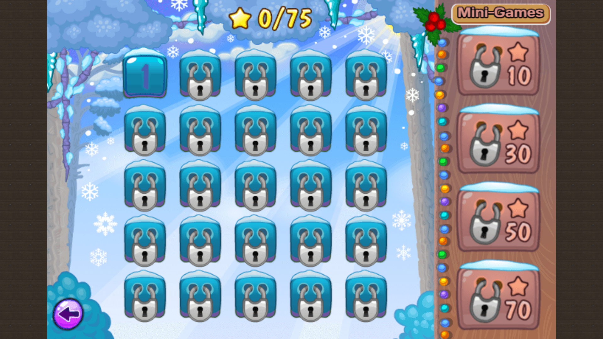 Snail Bob solving puzzles in a Christmas-style setting