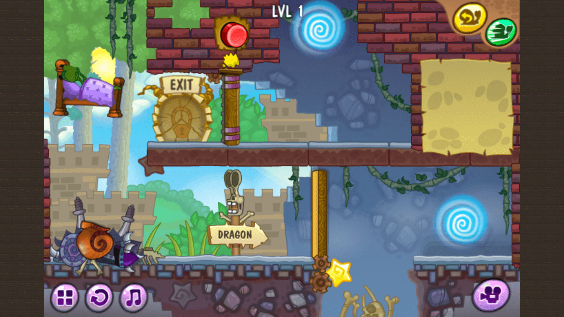 Magical puzzle scene with Bob navigating enchanted obstacles 