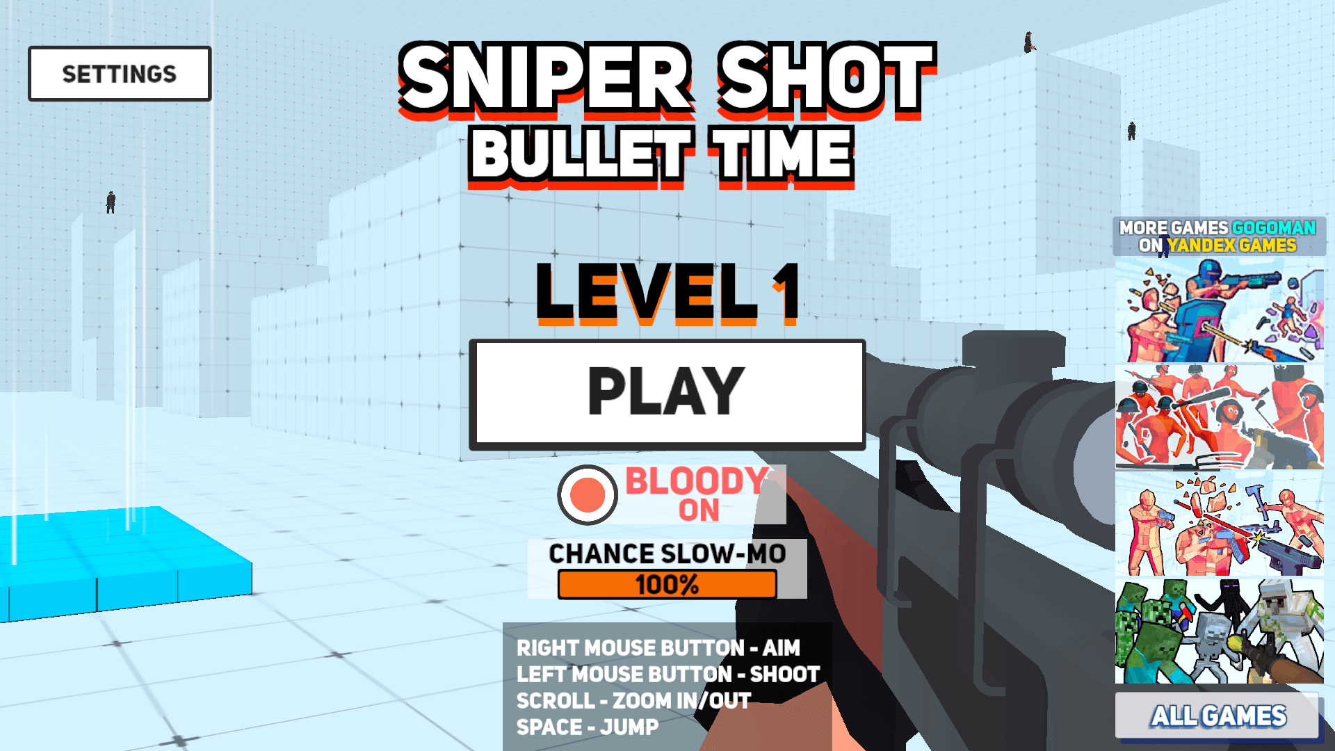 Sniper rifle view with crosshair aligned on target

