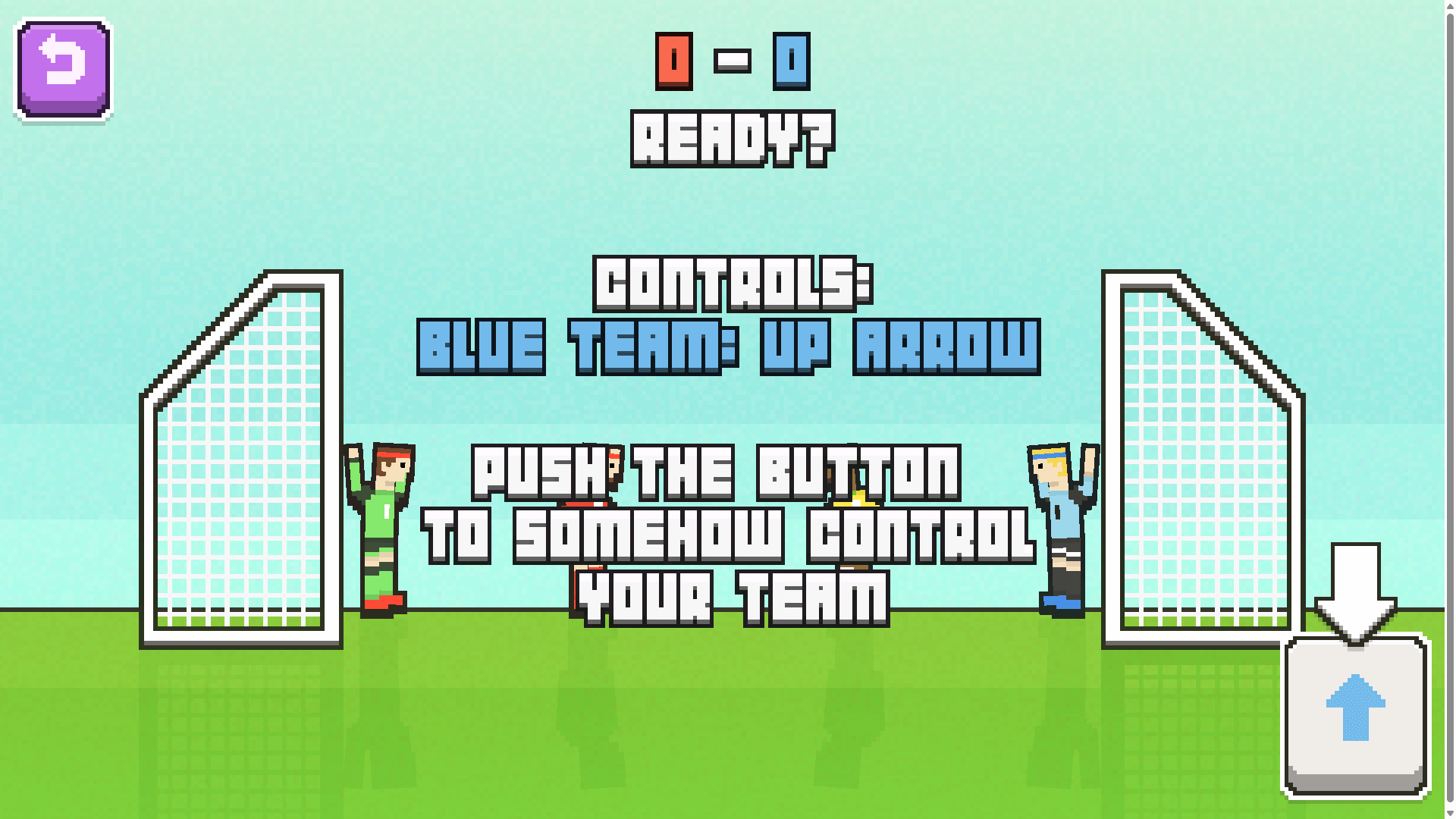 Two soccer players jumping toward the ball in Soccer Physics game2
