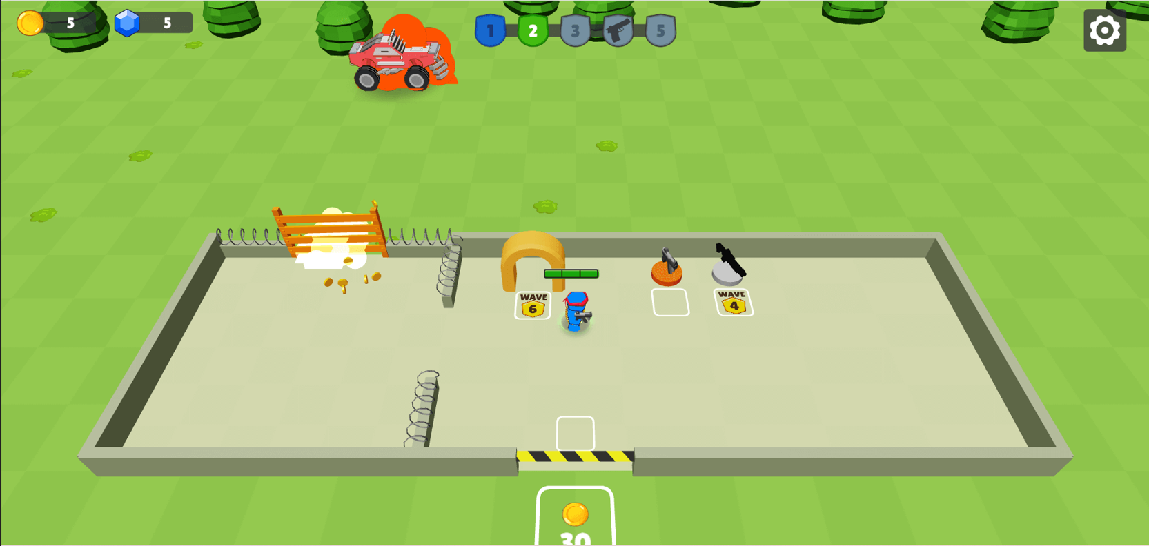 Stickman battling waves of enemies in Stick Rush defense game
