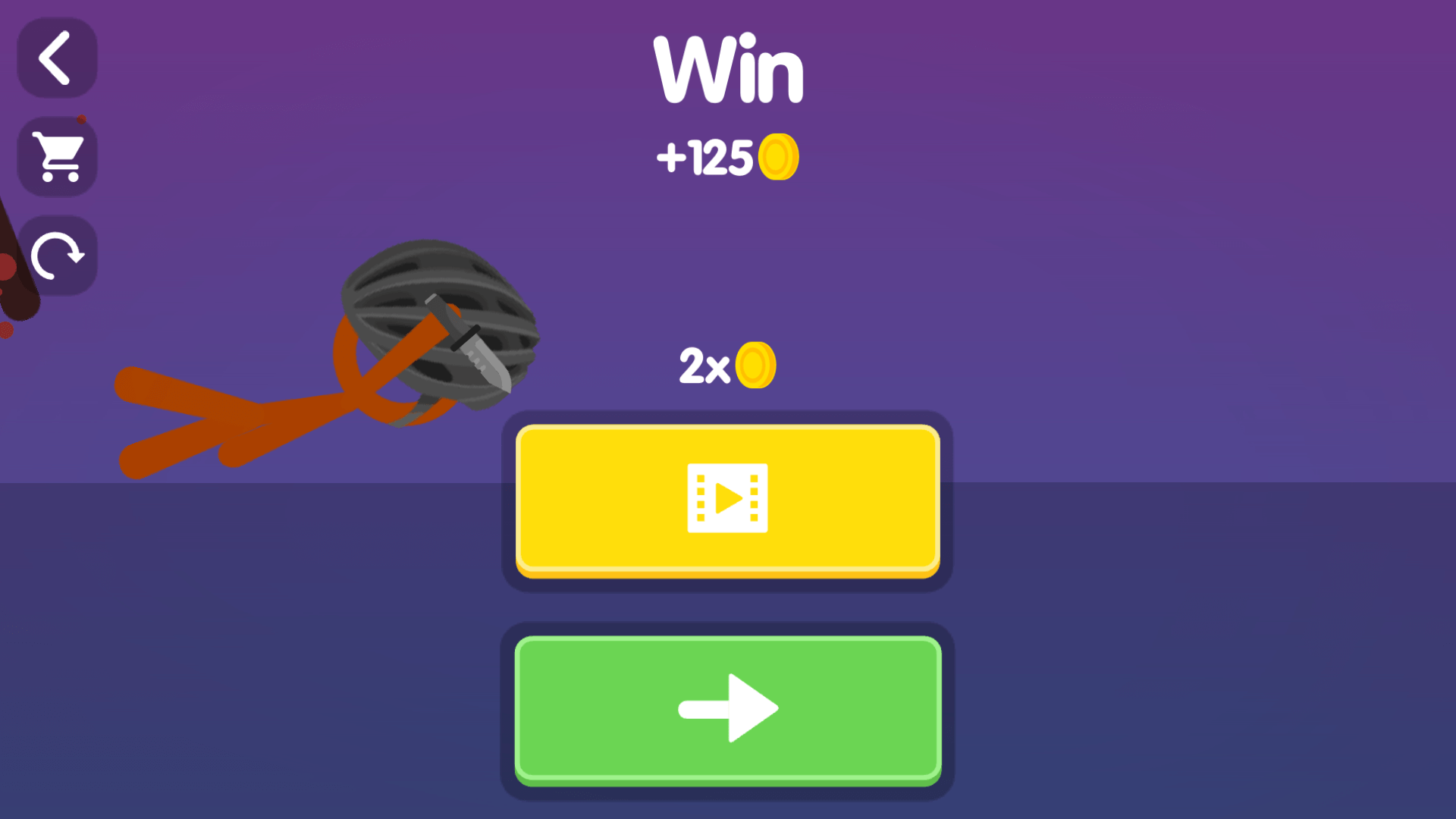 Player upgrading weapons and armor in Stickman Fight Ragdoll