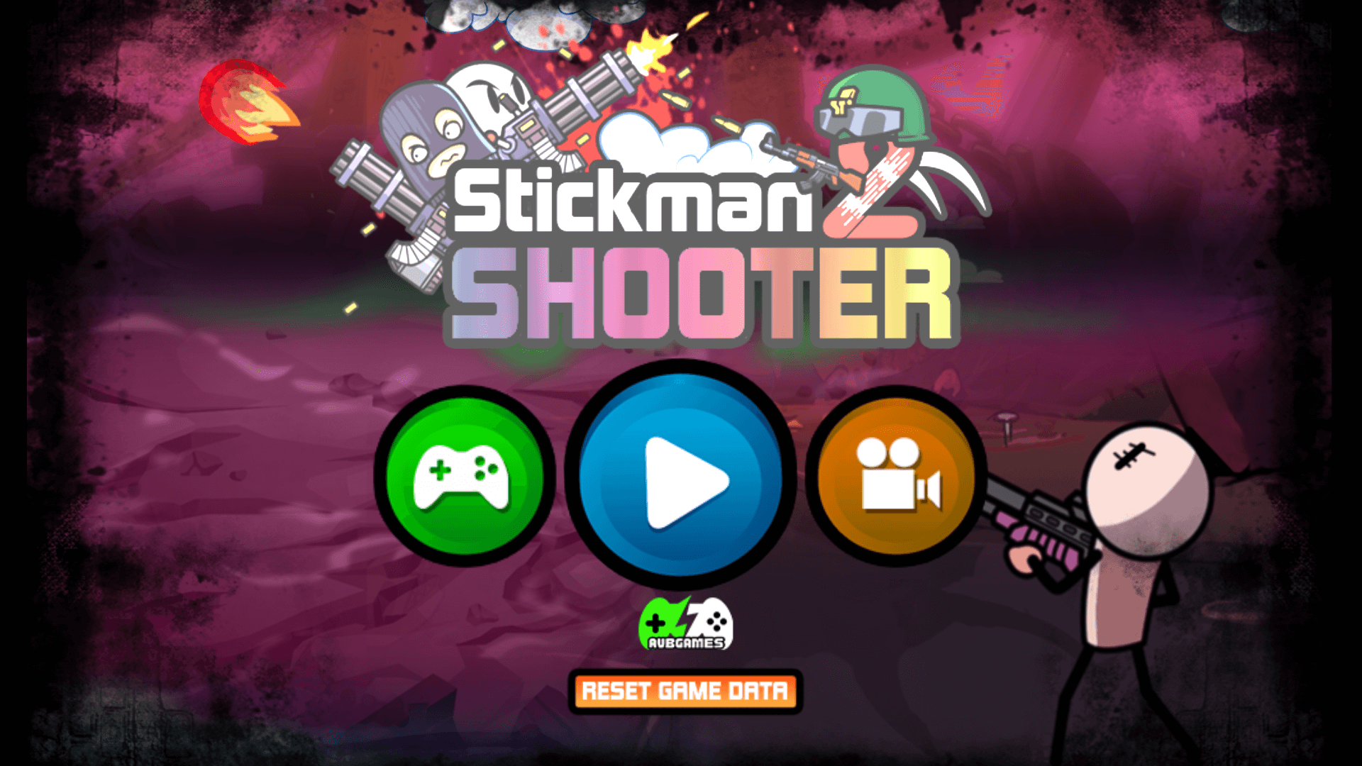 Machine gun upgrades and weapon choices in Stickman Shooter 2