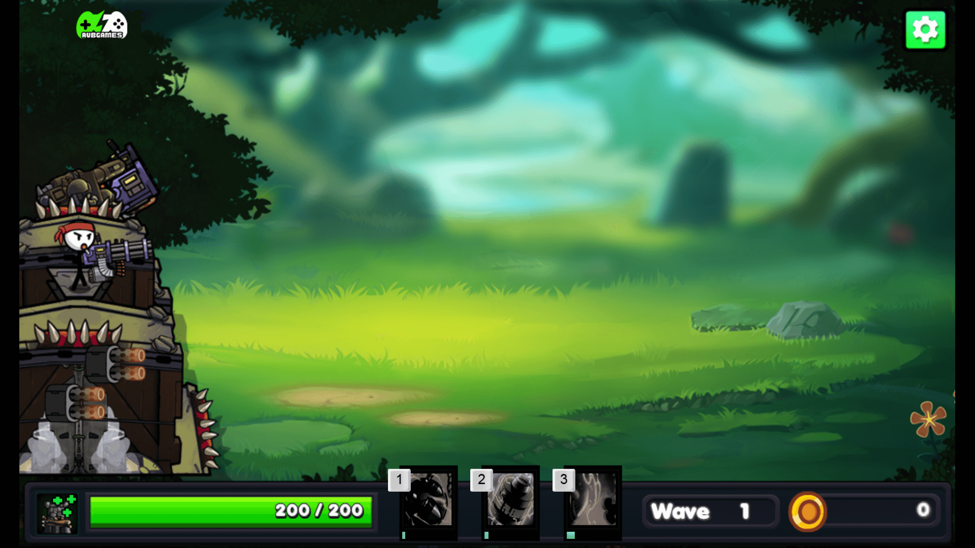 Health bar and enemy soldiers approaching the tower