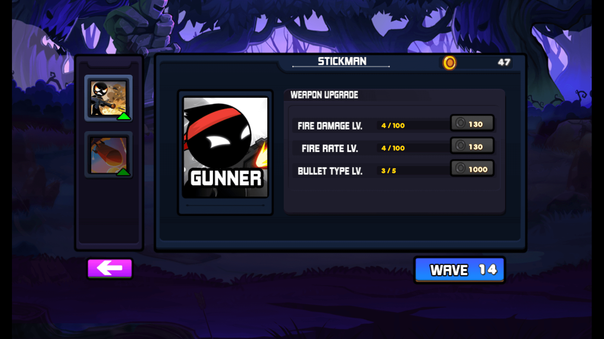 Tower health bar and incoming enemies in Stickman Shooter 3