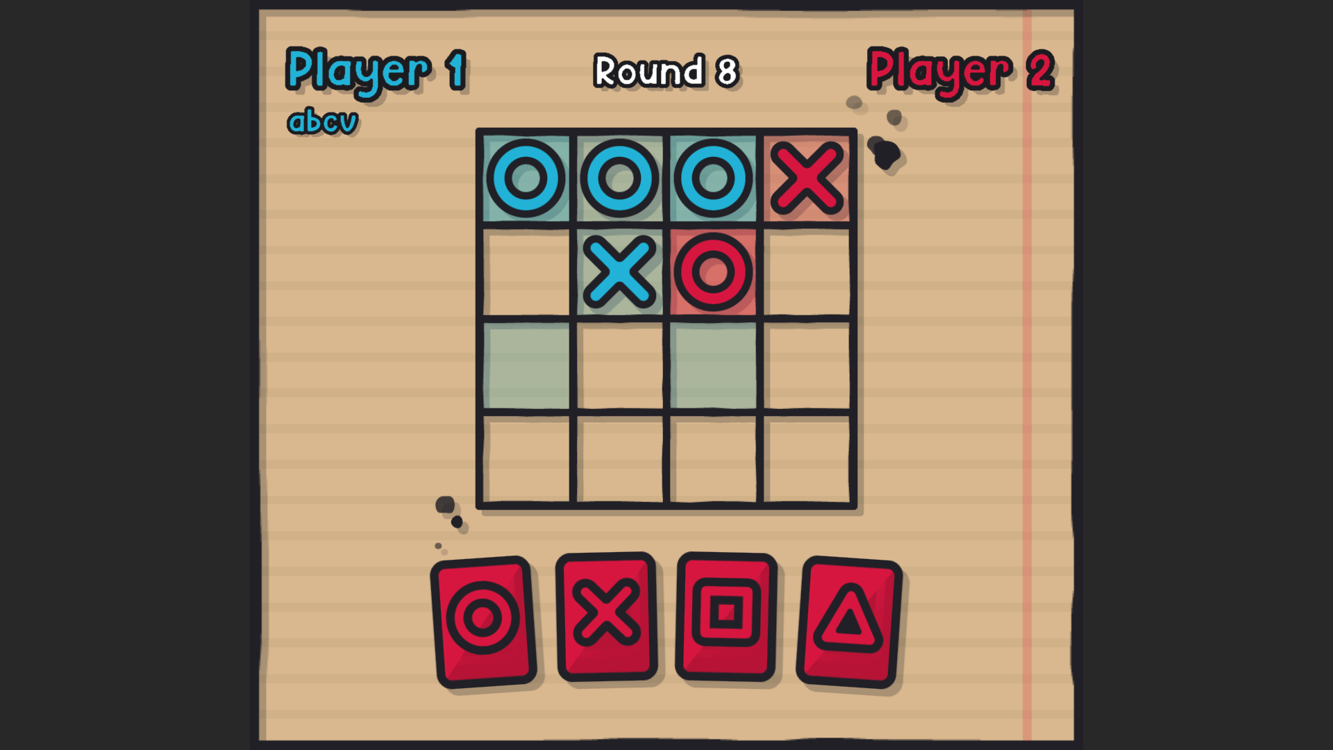 Colorful Tic Tac What game board with four unique shapes