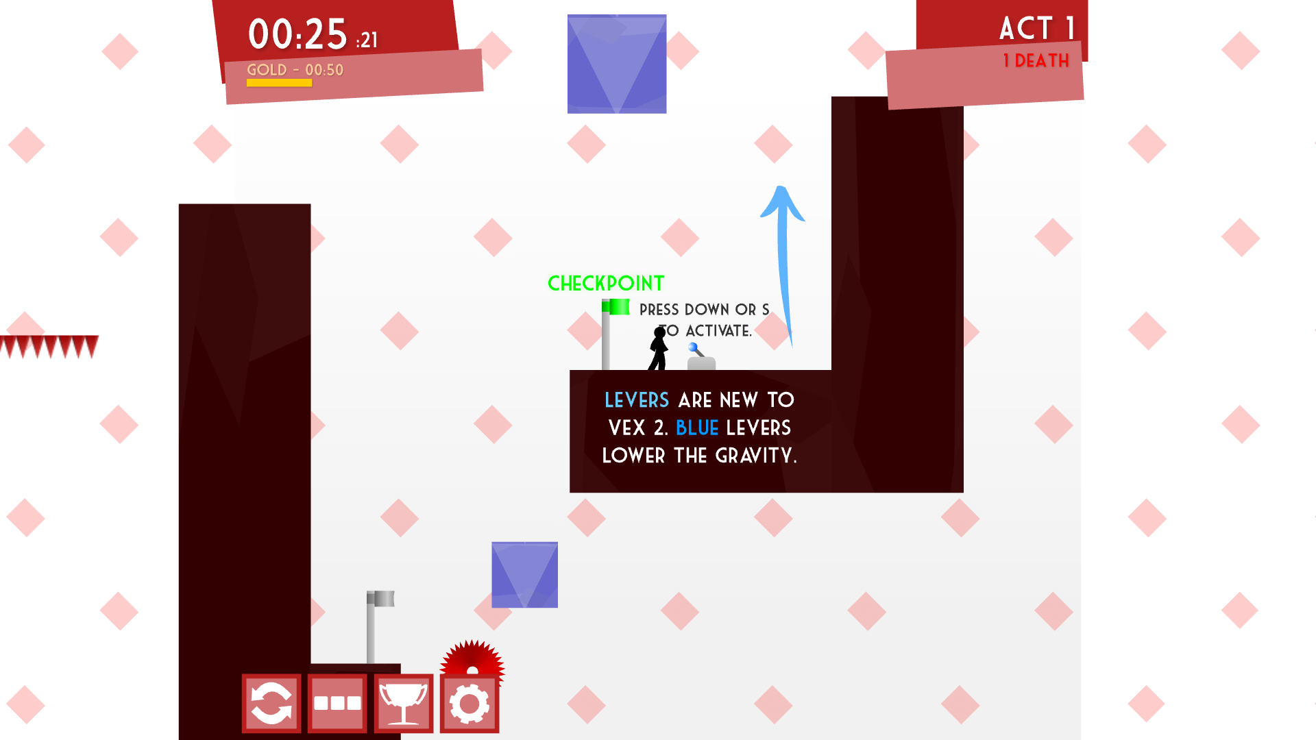 Stickman collecting stars and reaching the portal in Vex 2
