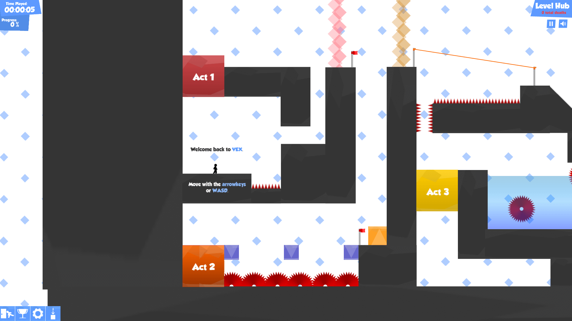 Stickman sliding under wall in Vex 3 adventure