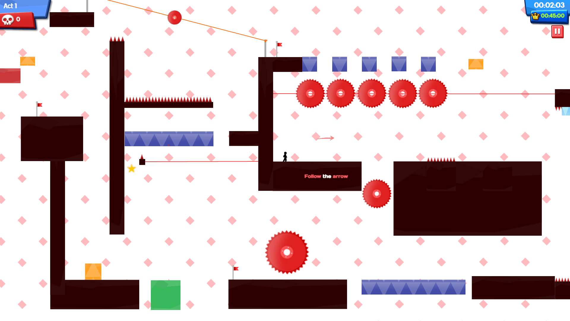 Stickman solving puzzles and navigating traps in Vex 5