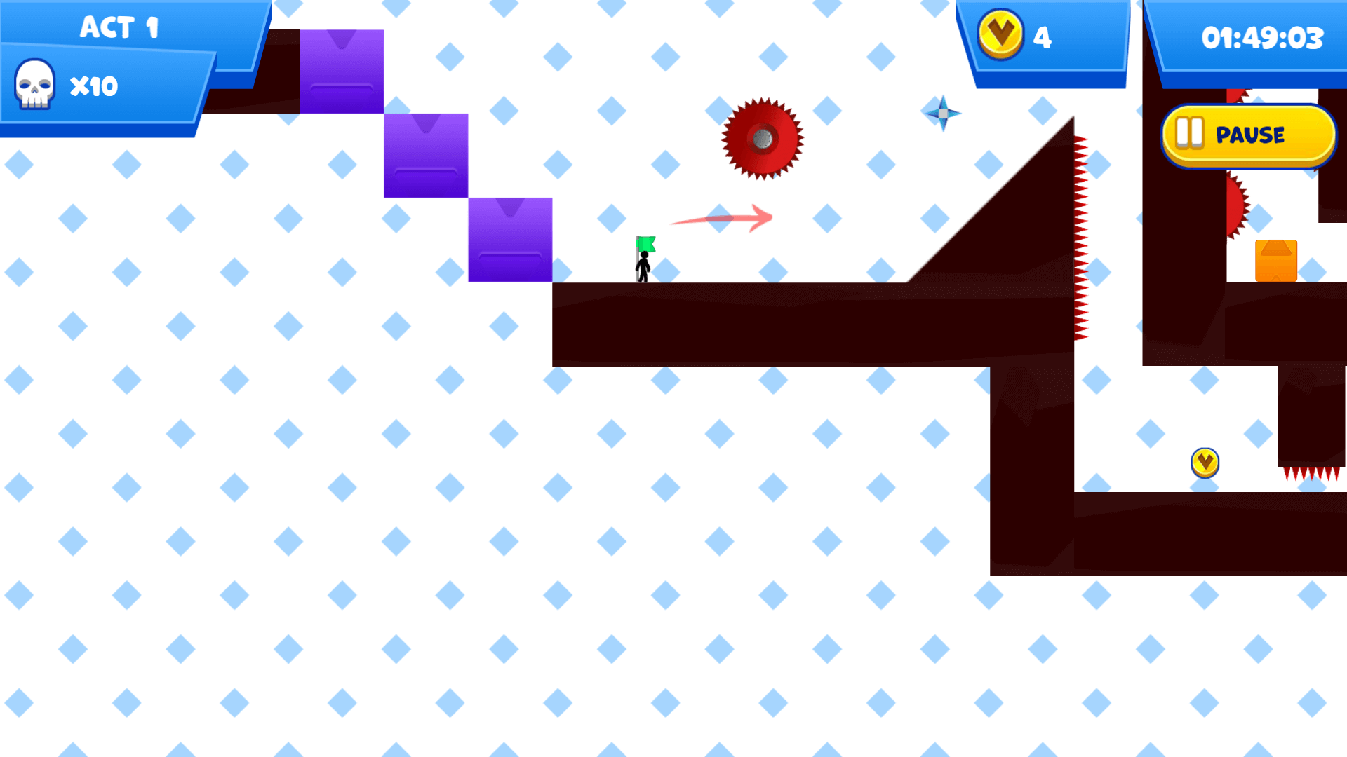 Platforming across falling blocks in Vex 6 adventure
