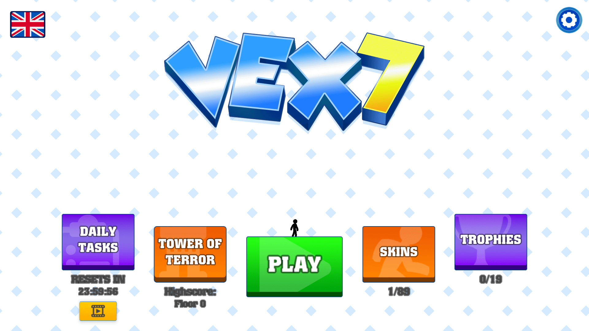 Stickman jumping over spikes in Vex 7 platformer game
