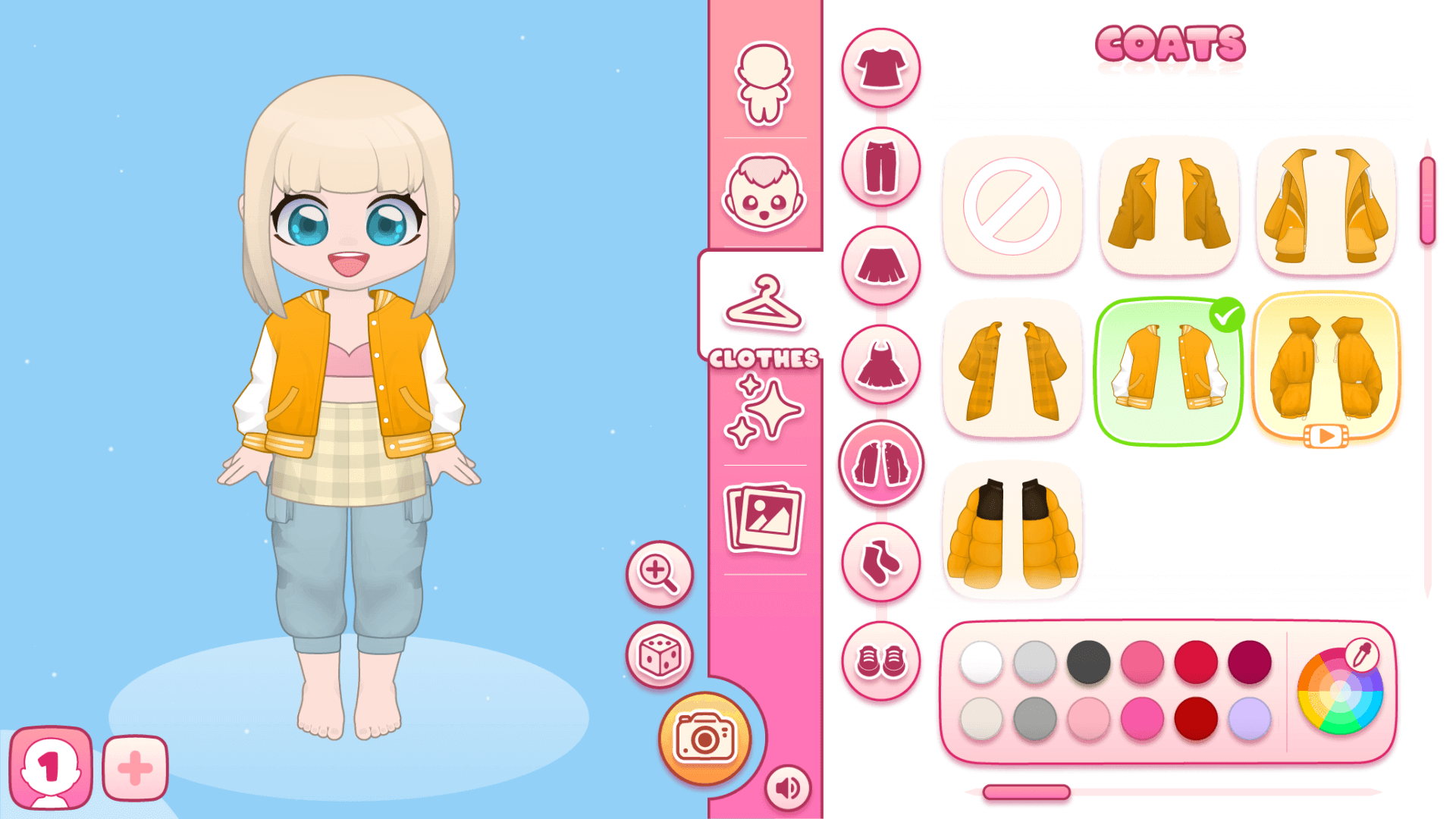 SnapStyle Dress Up game – character customization with detailed face and outfit options1