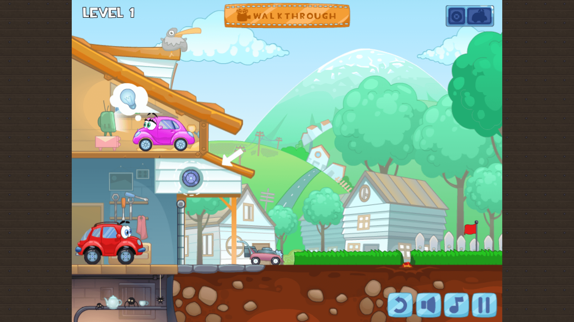 Player interacting with levers and buttons to clear obstacles