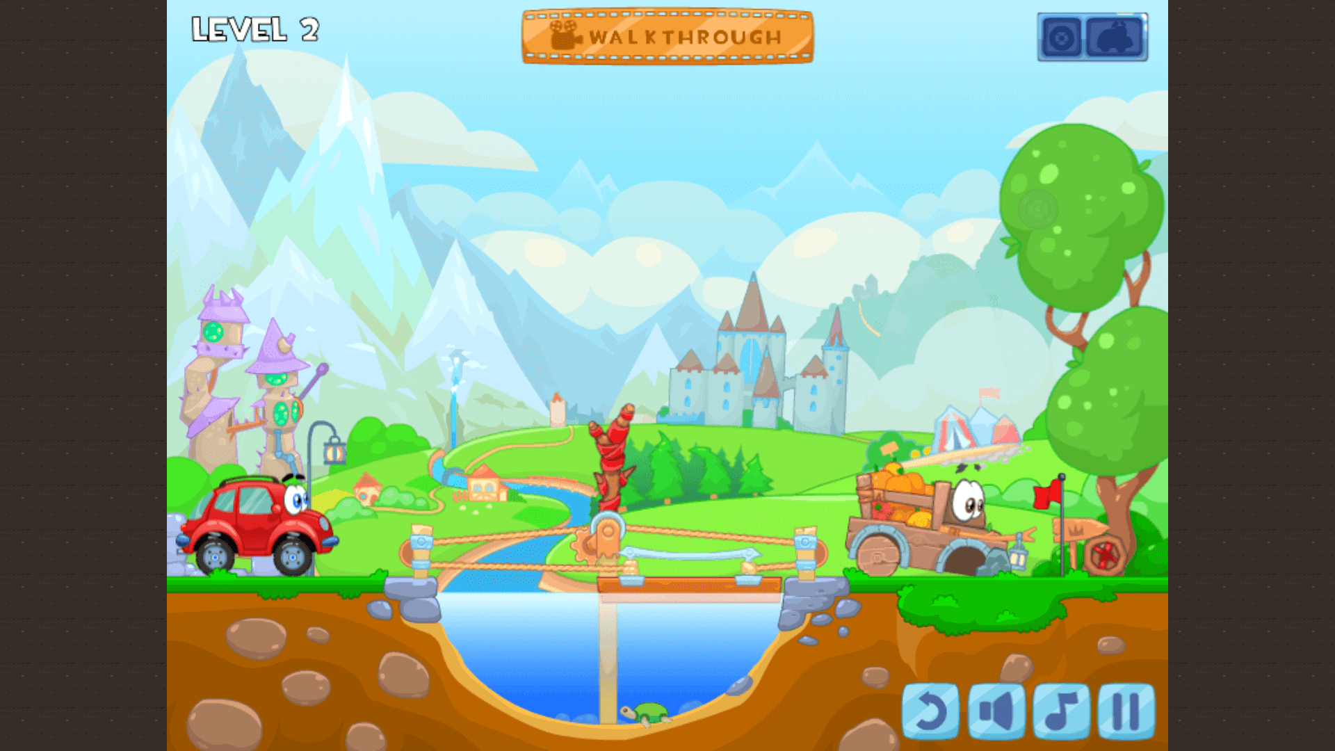 Puzzle gameplay with levers and pulleys in a fantasy environment