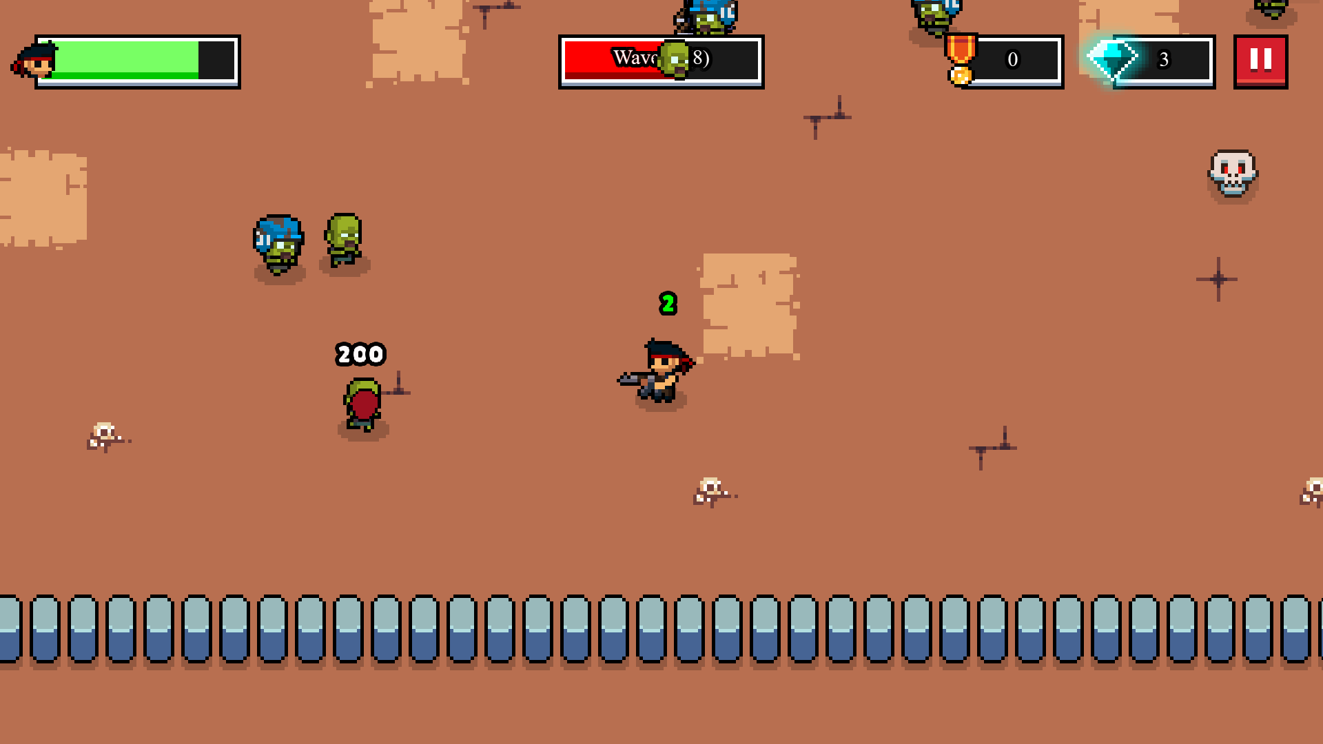 Hero shooting zombies with automatic guns in Zombie Rush game