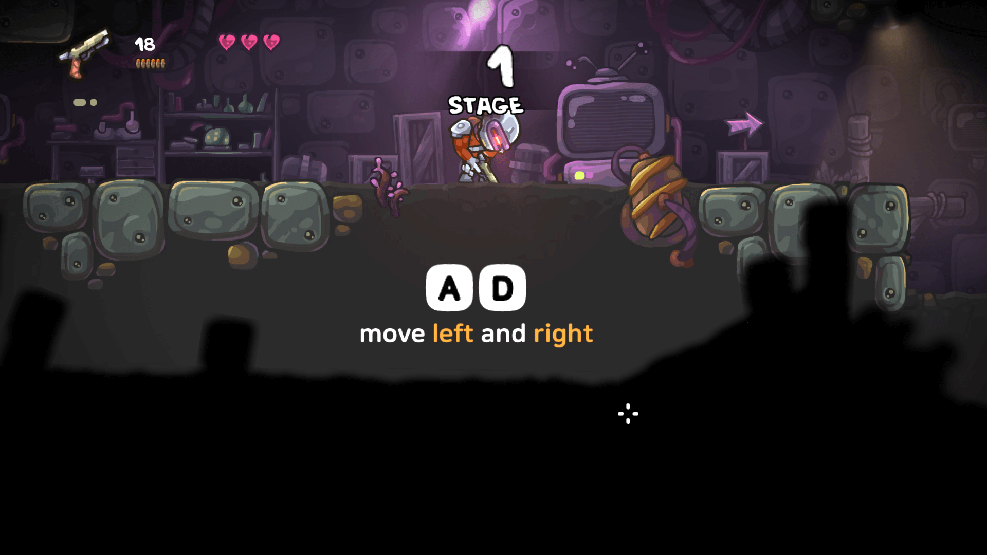 Player selecting powerful weapons in Zombotron Re-Boot to fight zombies and robots
