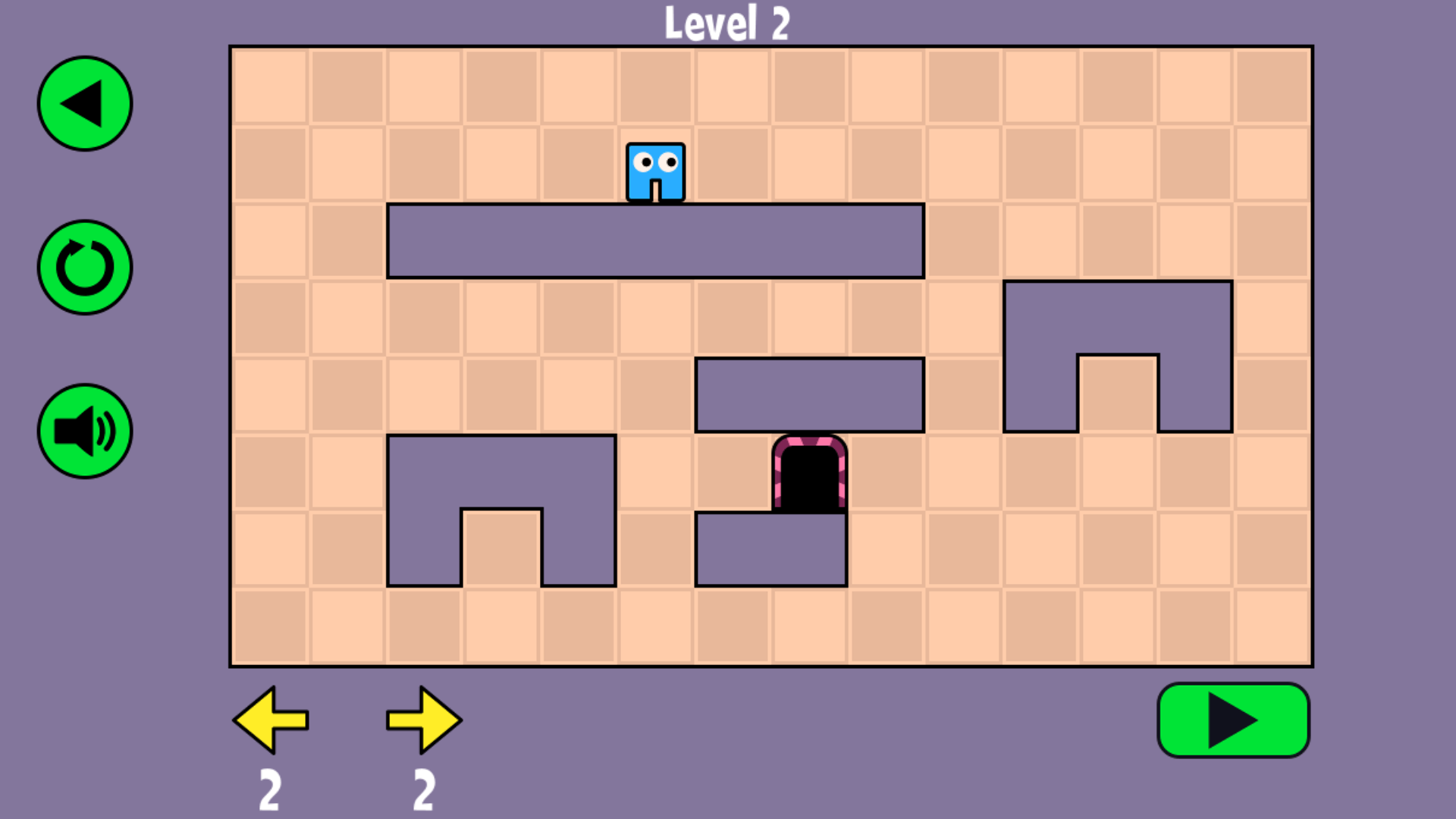 Player placing directional arrows on a platform to guide a character in Arrow Pathway puzzle game2