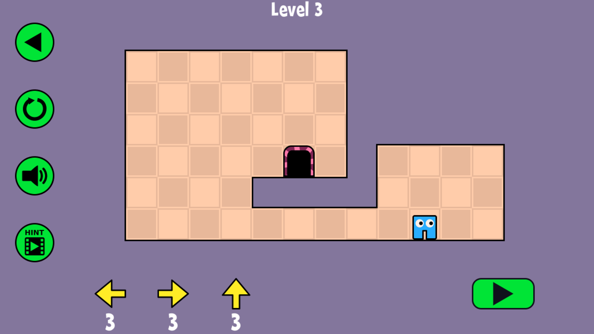 Player placing directional arrows on a platform to guide a character in Arrow Pathway puzzle game1
