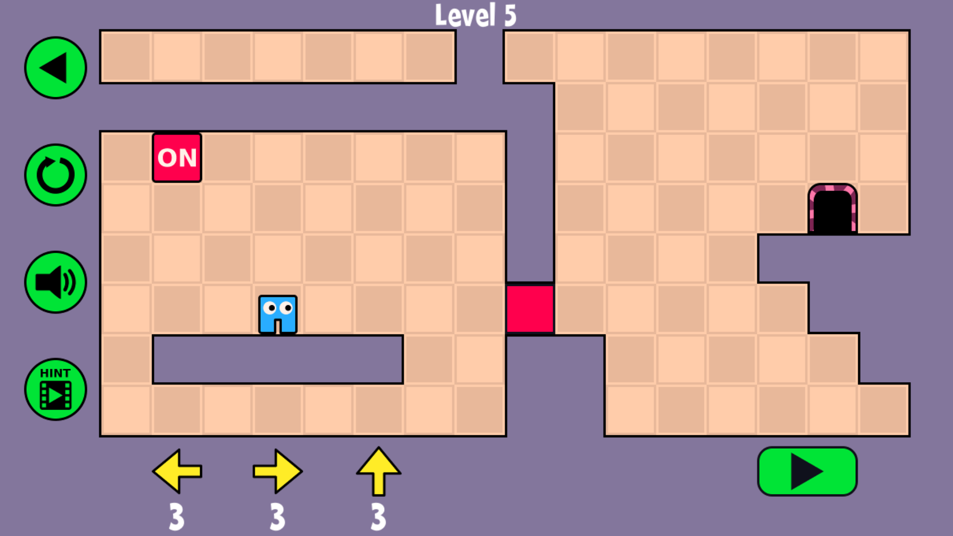 Player placing directional arrows on a platform to guide a character in Arrow Pathway puzzle game