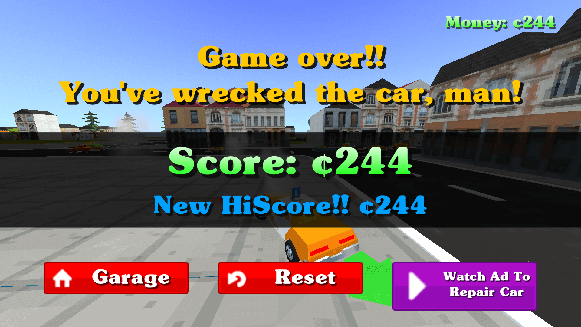 Blacktop: Police Chase main menu with start button and sleek city background