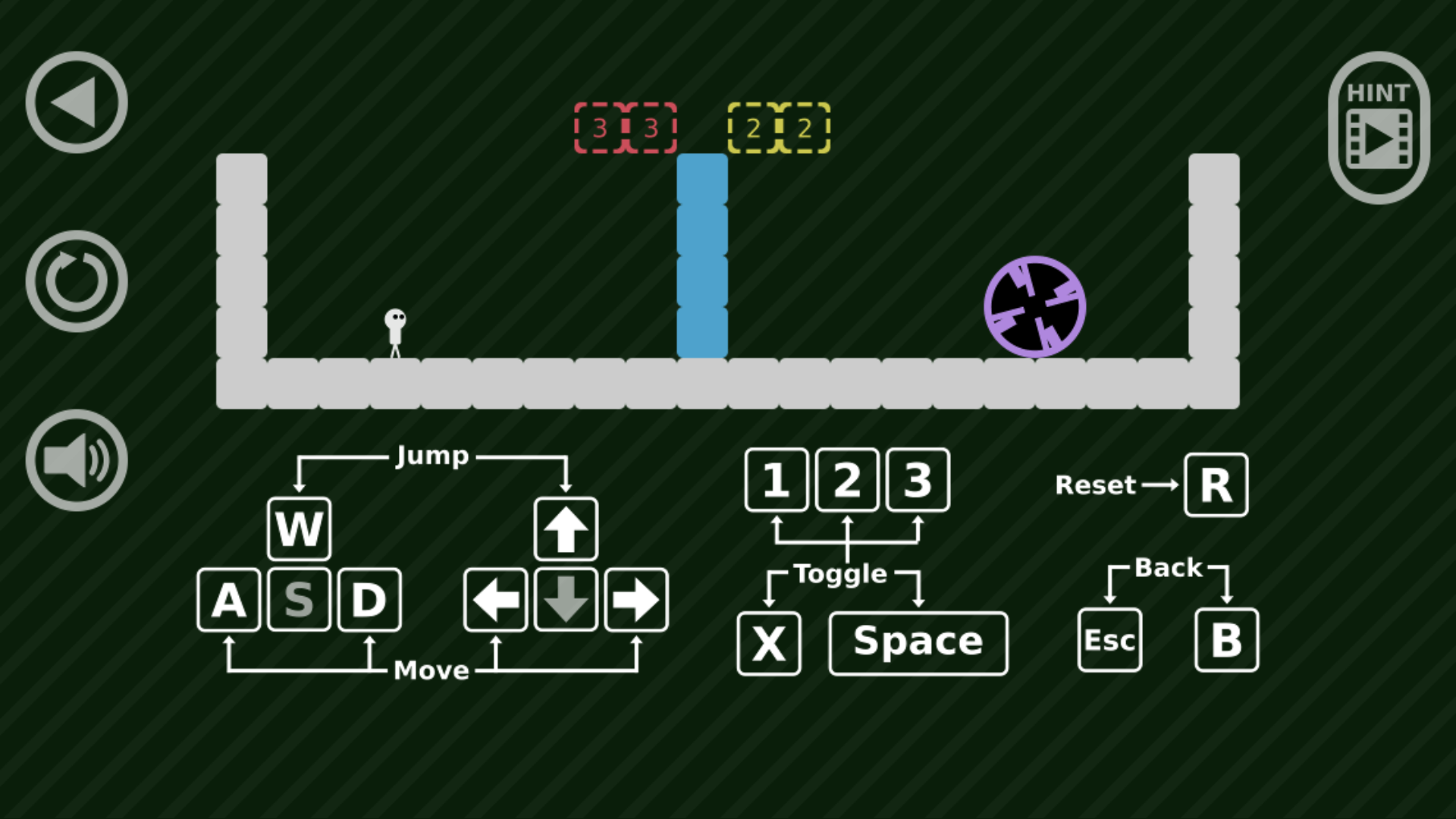 Puzzle section in Block Toggle where blocks disappear permanently after being stepped on once