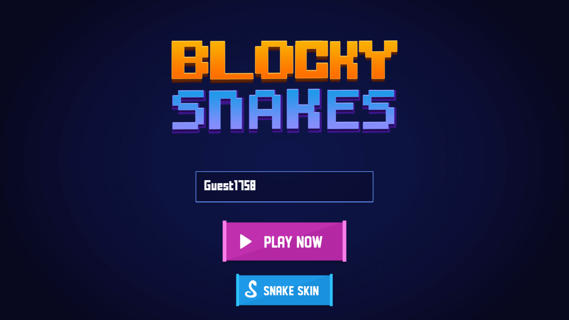 Blocky Snake start screen showing a colorful snake ready to collect blocks4