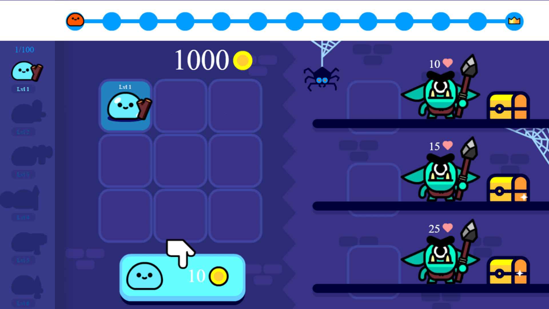 Colorful slime characters merging in Blumgi Merge game2