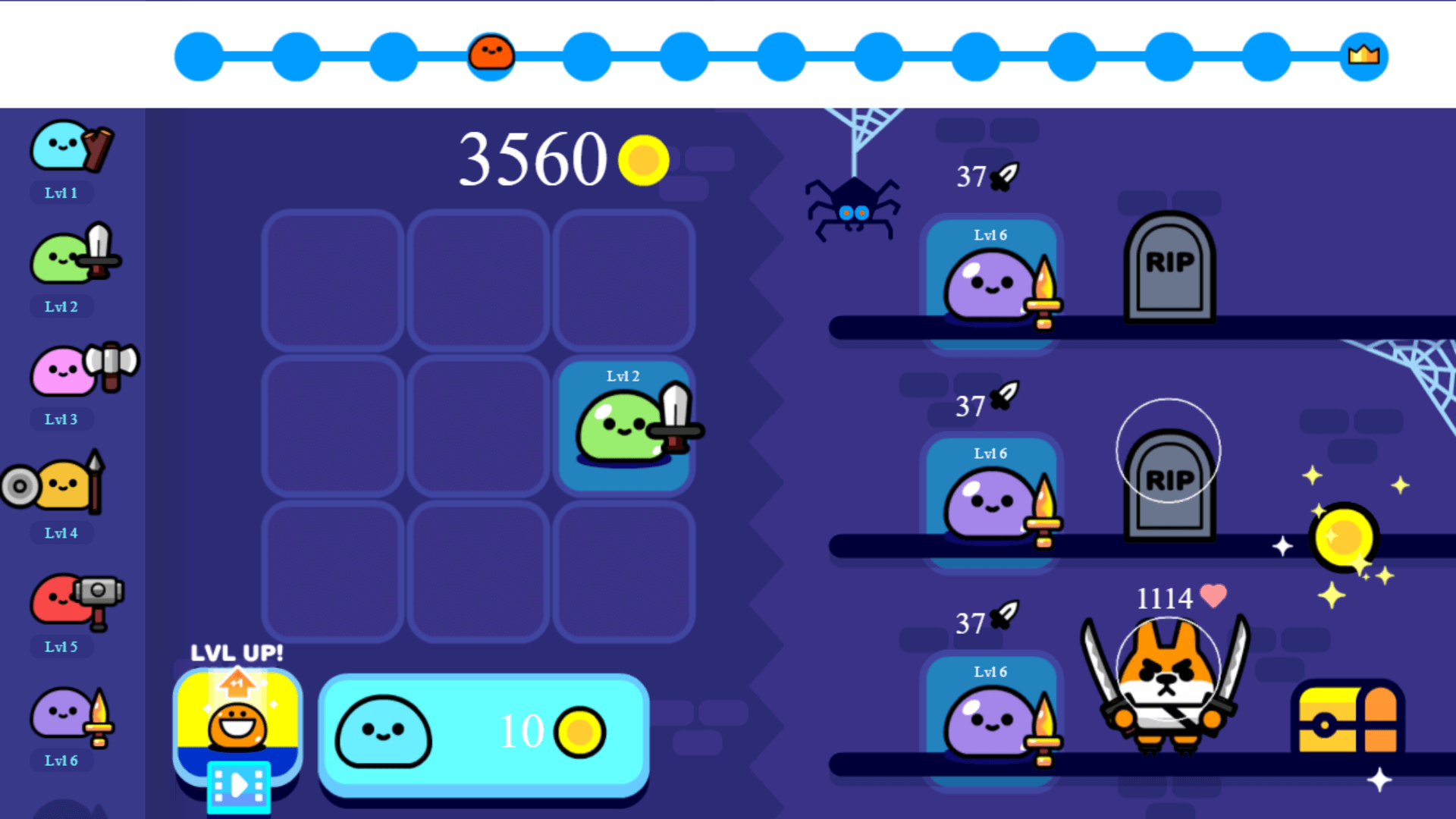 Colorful slime characters merging in Blumgi Merge game