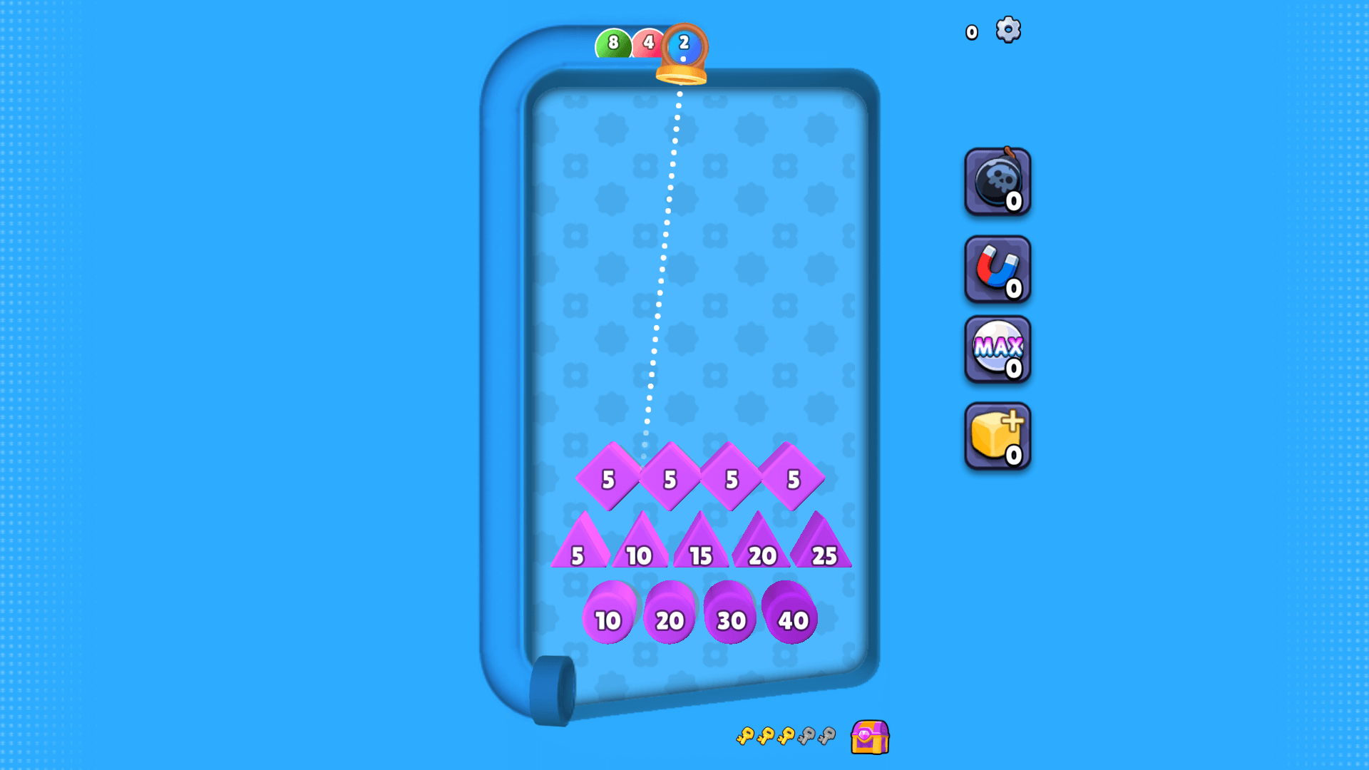 Player aiming a bounce shot toward the target in Bounce Ball