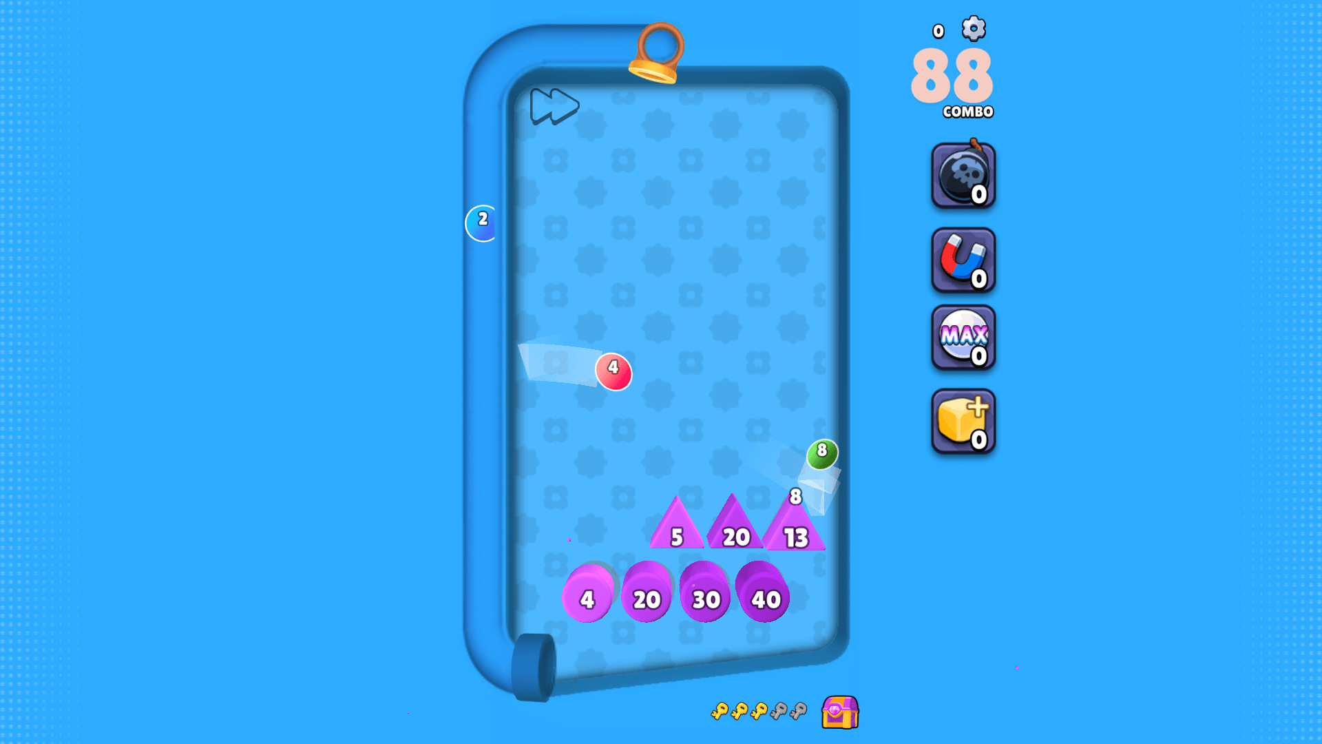 Player aiming a bounce shot toward the target in Bounce Ball1