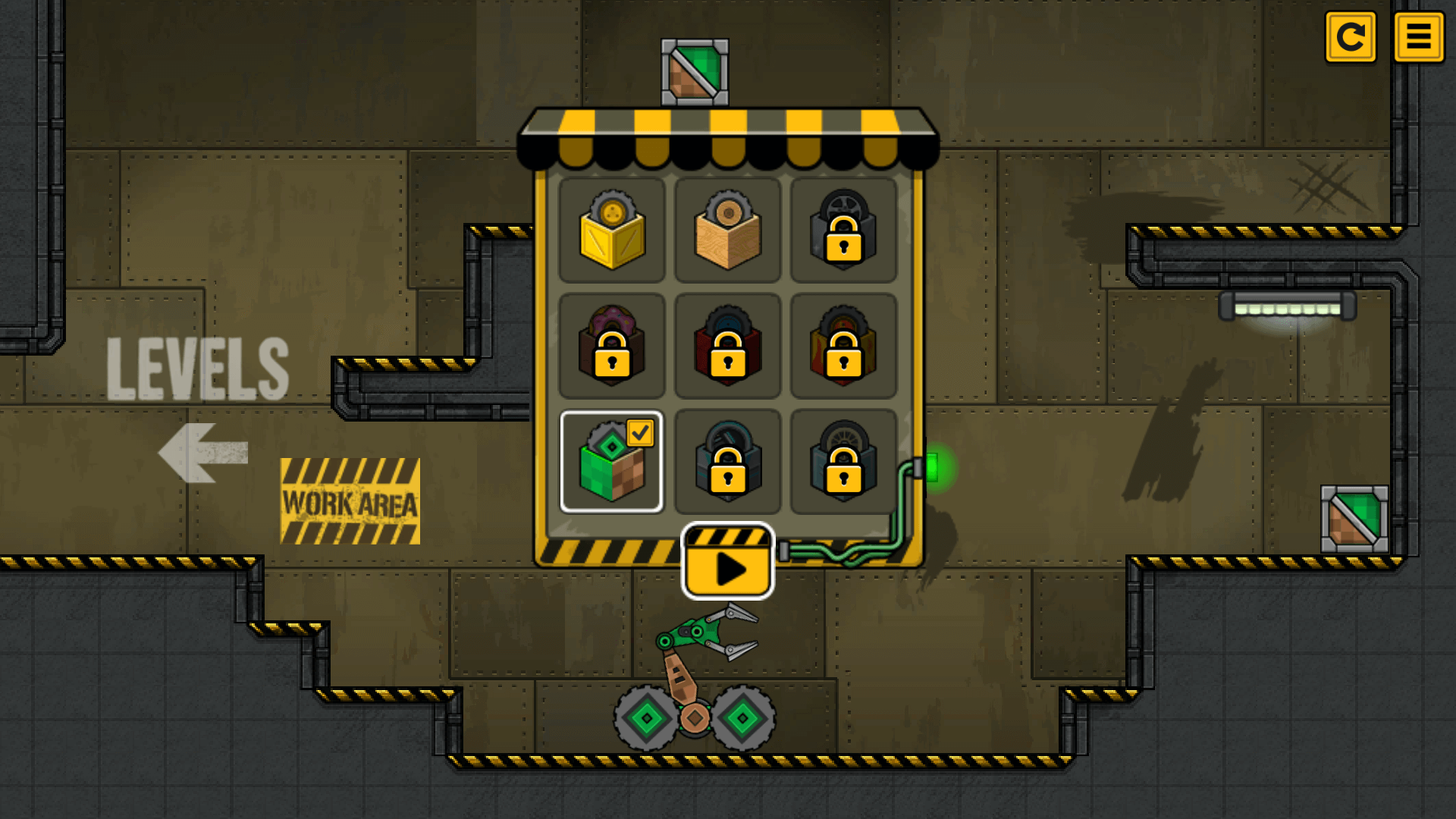 Player using a ramp to transport a box toward the truck in BoxRob 2