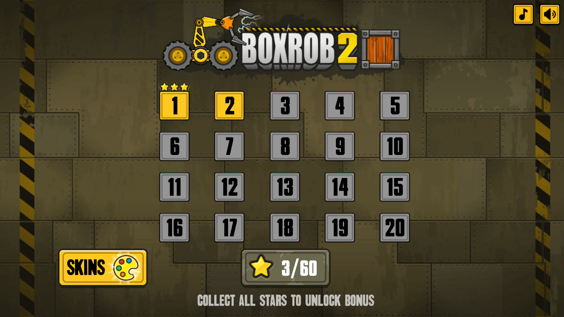 Colorful level layout with buttons, elevators, and boxes in BoxRob 2