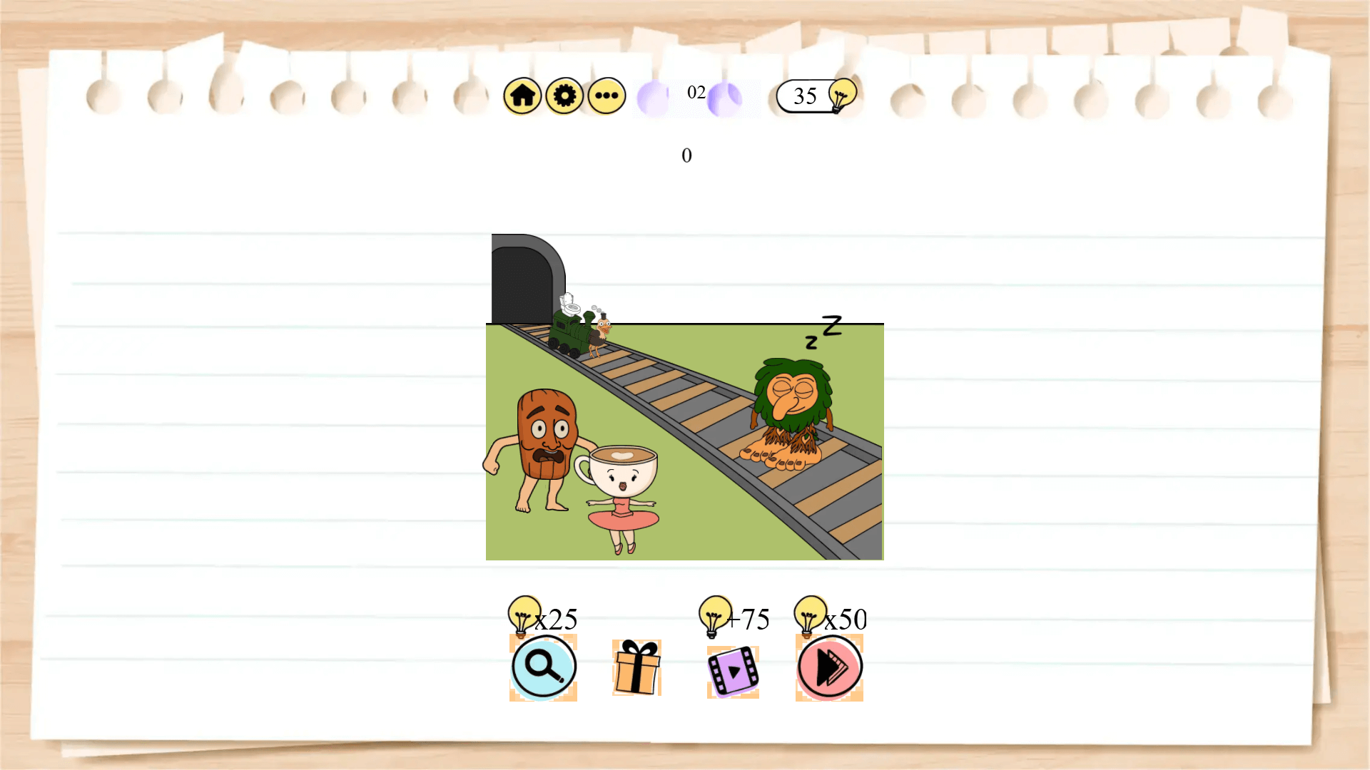 Brain Test main menu with play button and cartoon-style background2