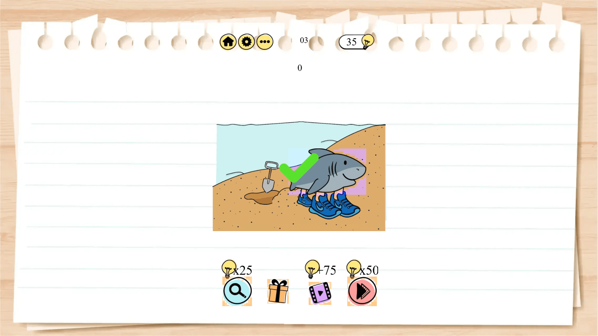 Brain Test main menu with play button and cartoon-style background