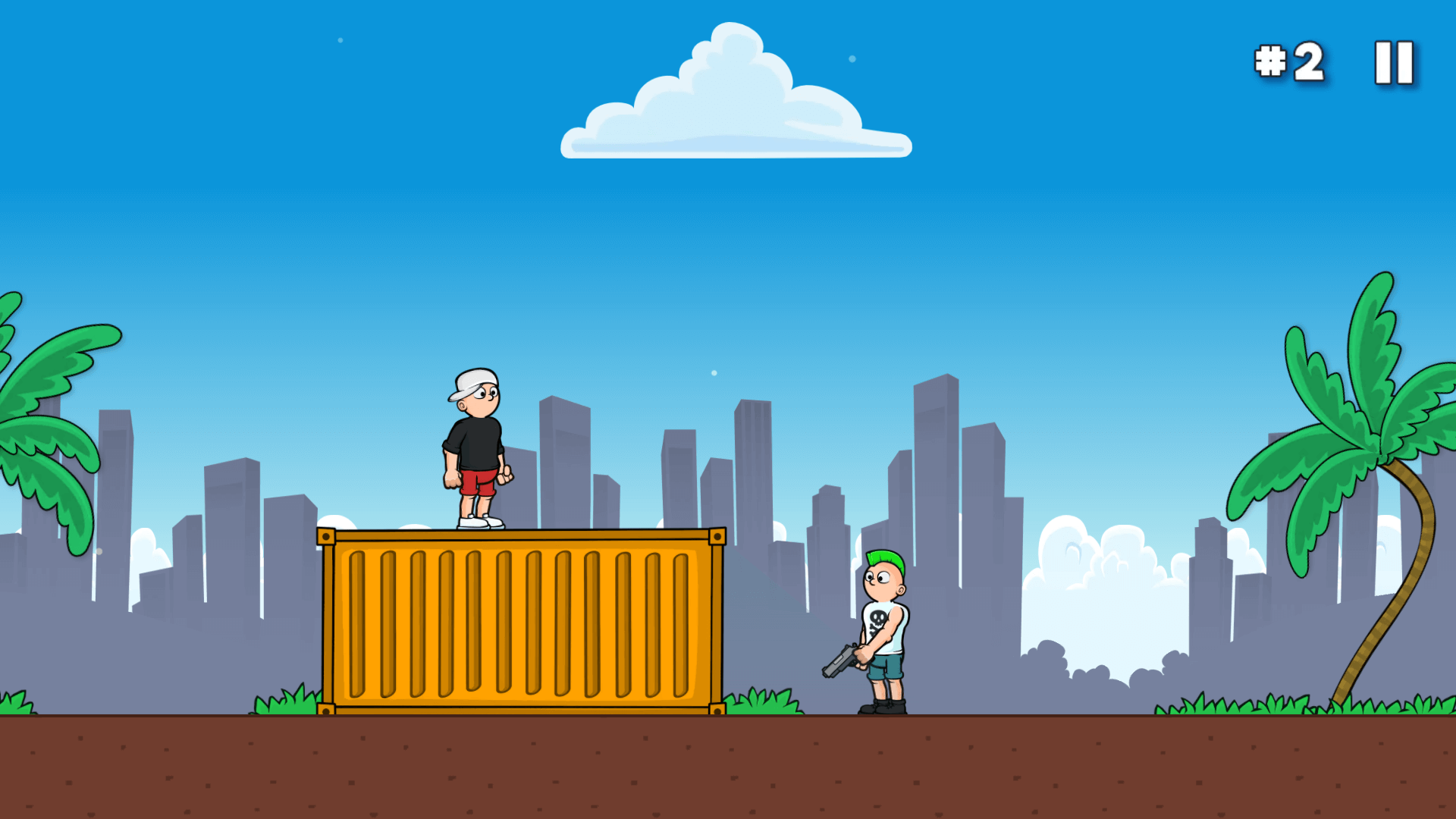 Character flying through the air using gun recoil in Bullet Bros game3