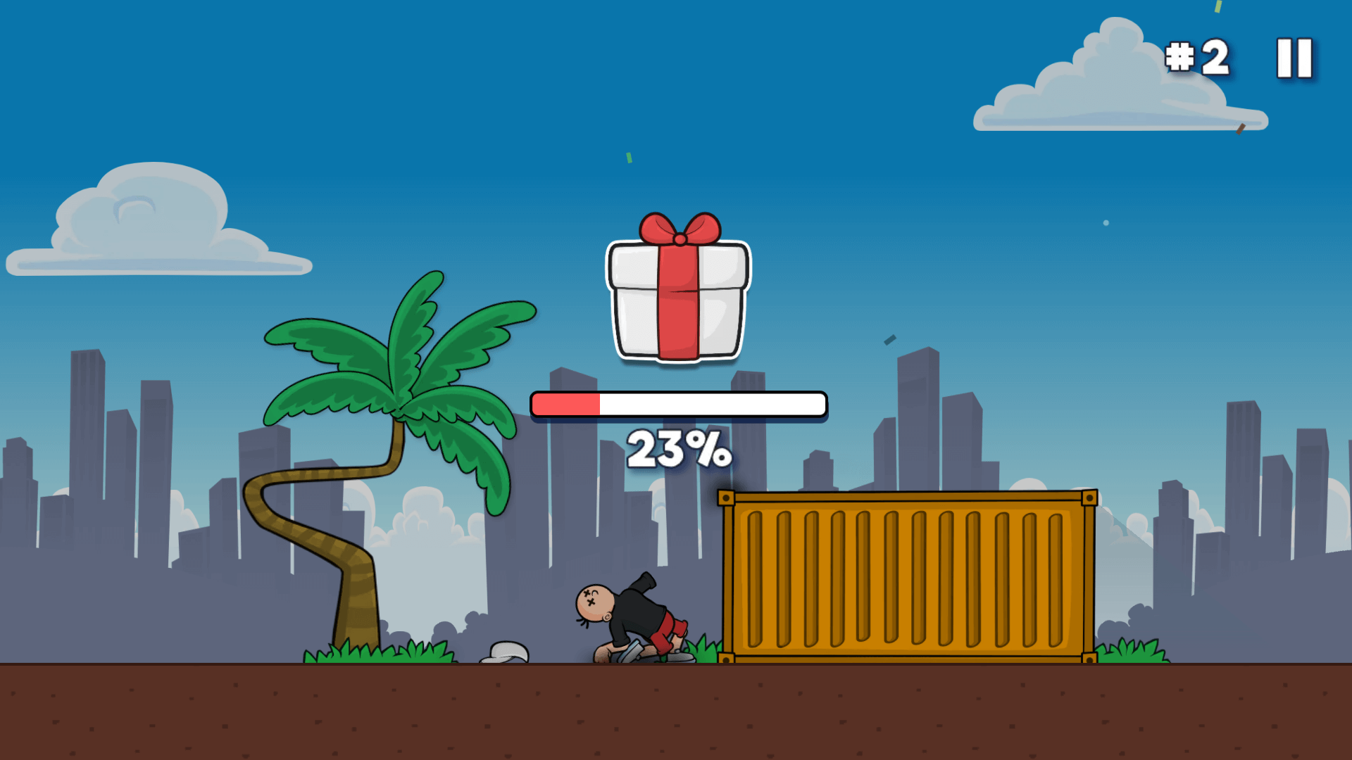 Character flying through the air using gun recoil in Bullet Bros game2