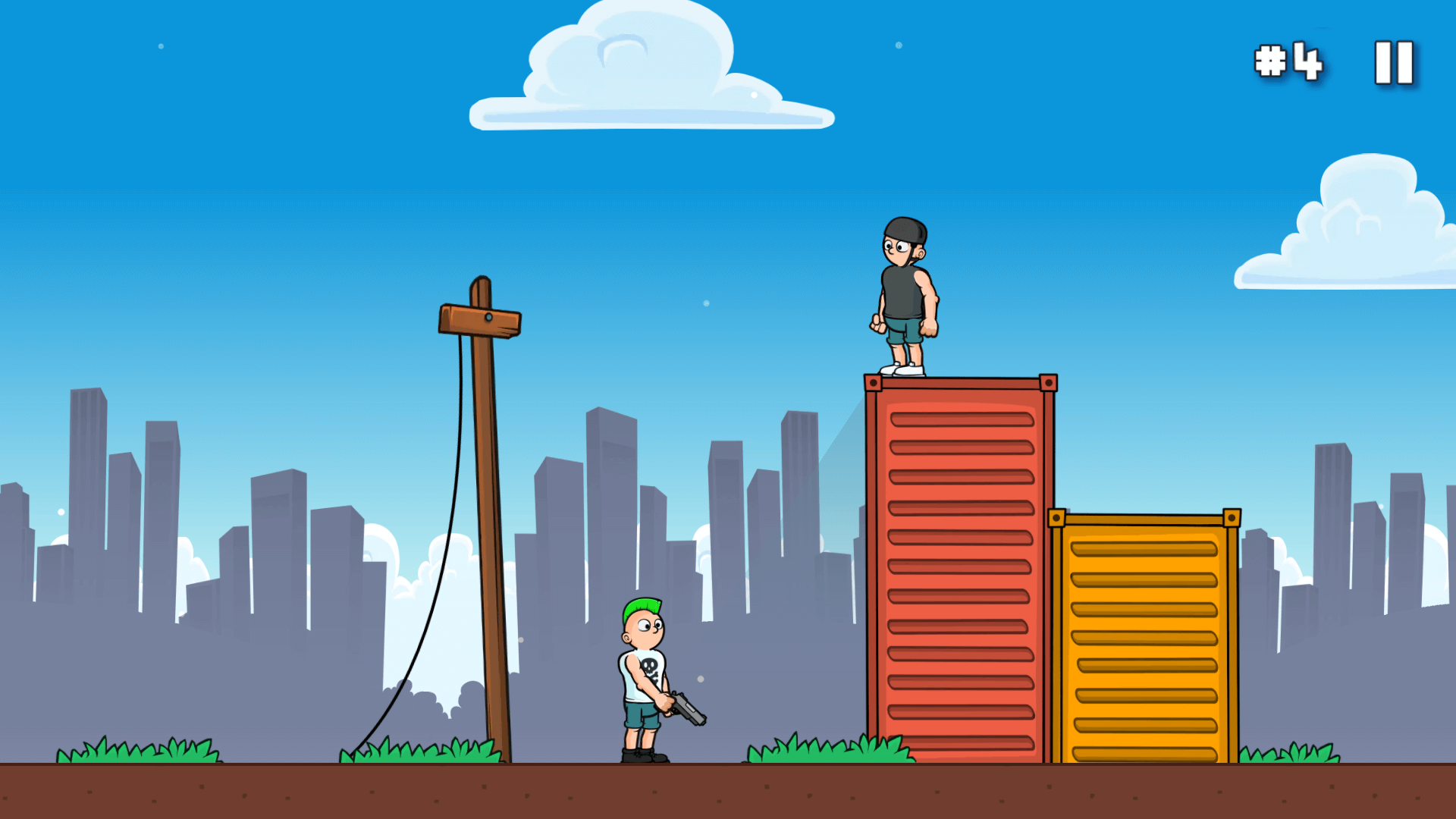 Character flying through the air using gun recoil in Bullet Bros game1