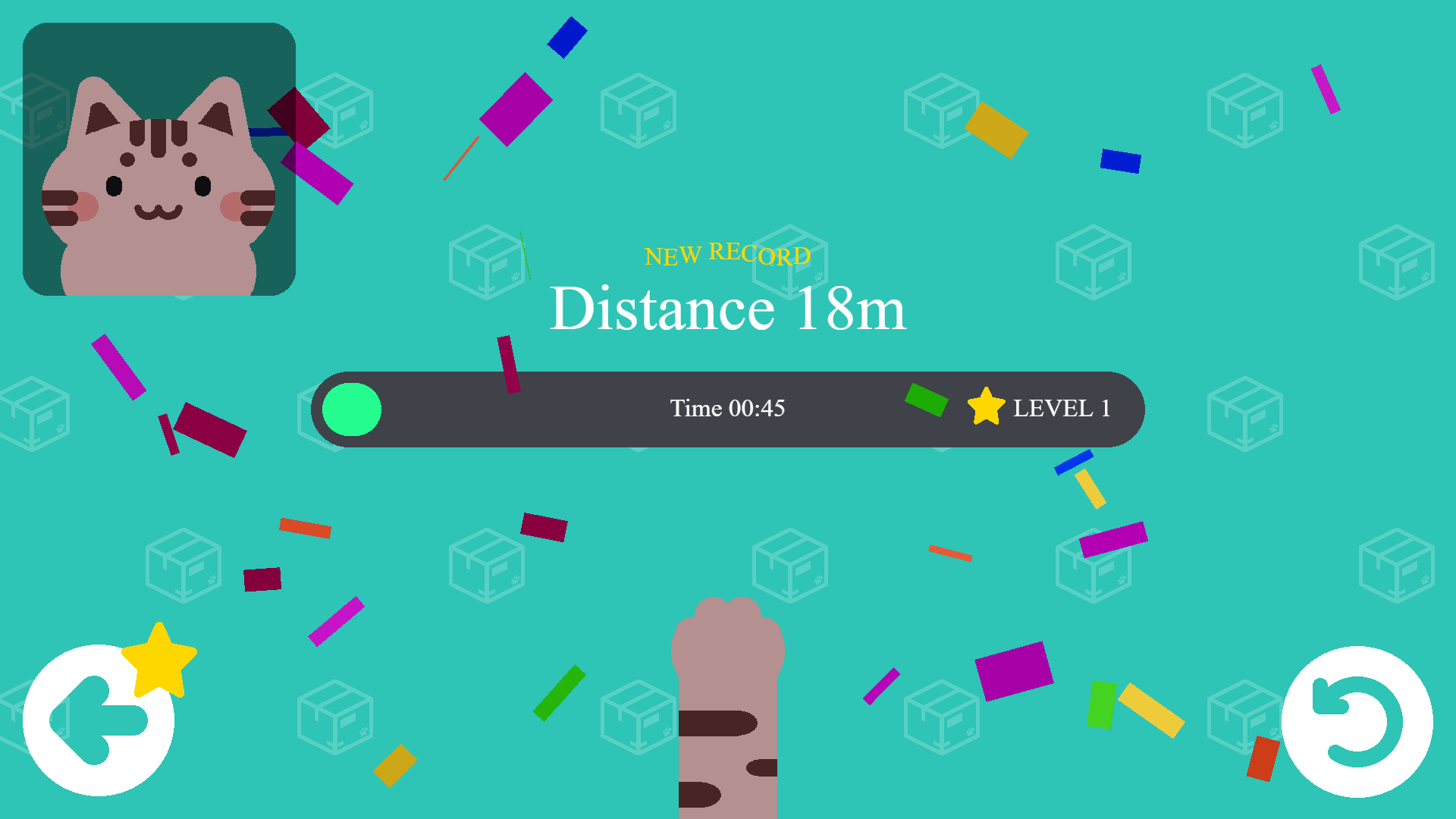 Catpad game main menu showing colorful cat-themed interface and play button