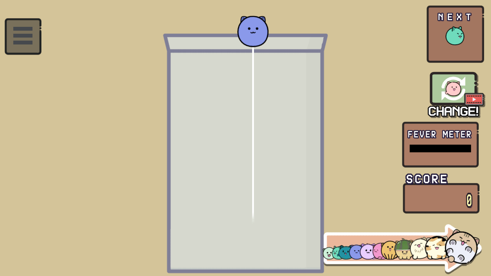 Cats Drop game start screen showing cute cartoon cats and colorful background4