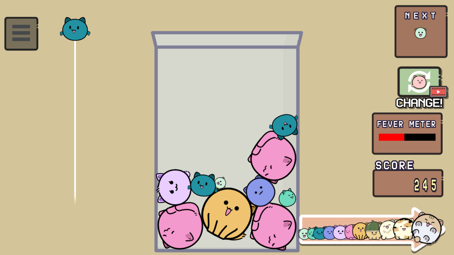 Cats Drop game start screen showing cute cartoon cats and colorful background3
