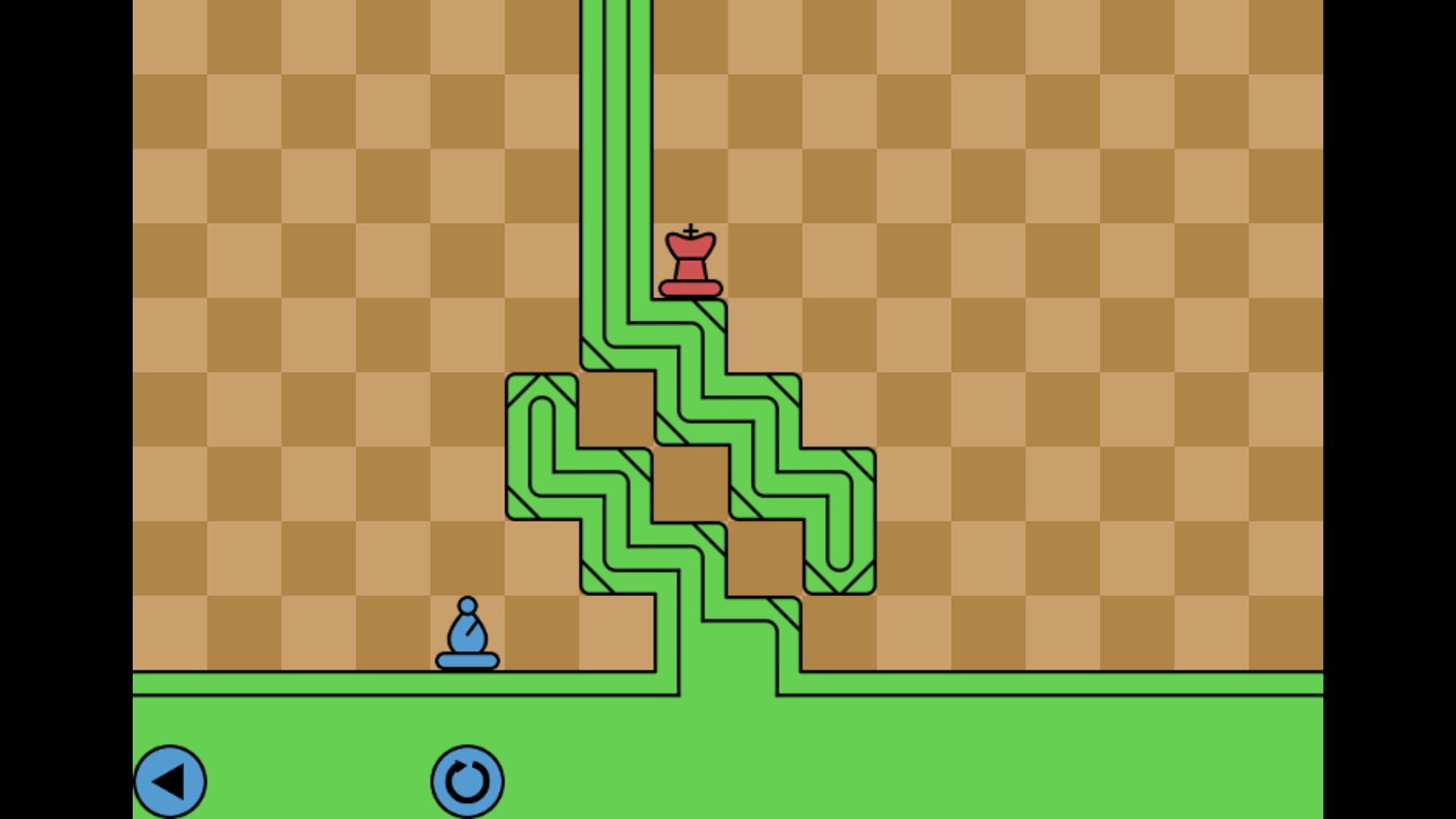 Chessformer gameplay showing a knight piece moving across platforms1