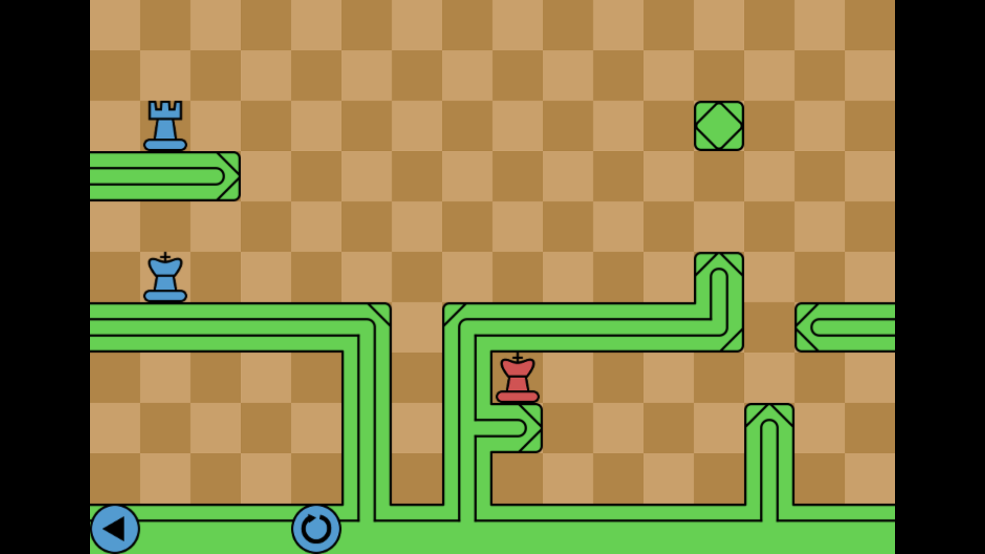 Chessformer gameplay showing a knight piece moving across platforms