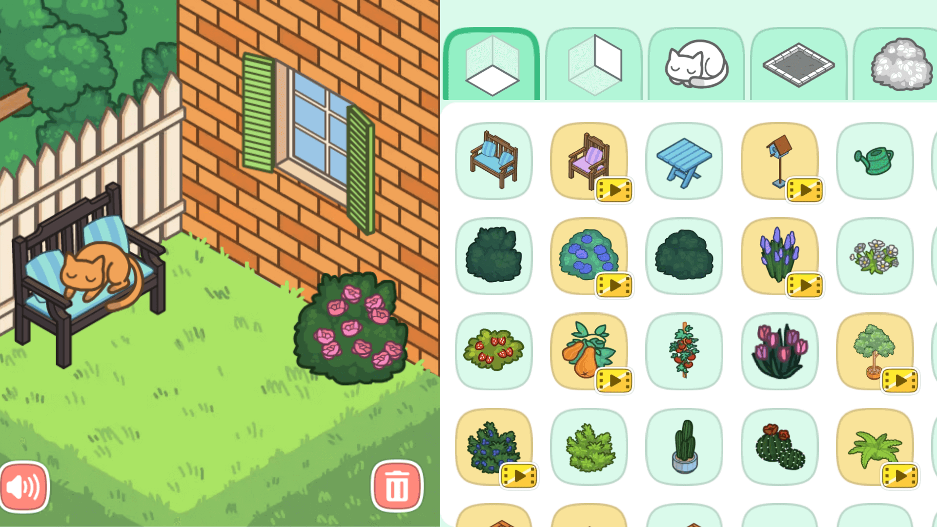 Cozy Garden Design main menu with start button and serene garden background