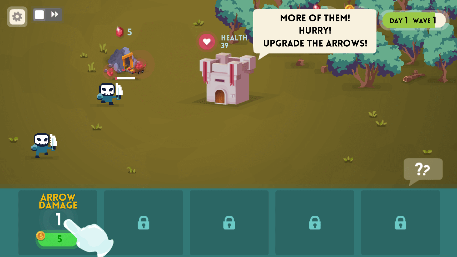 Day of the Meat: Castle main menu with pixel-art design and start button1