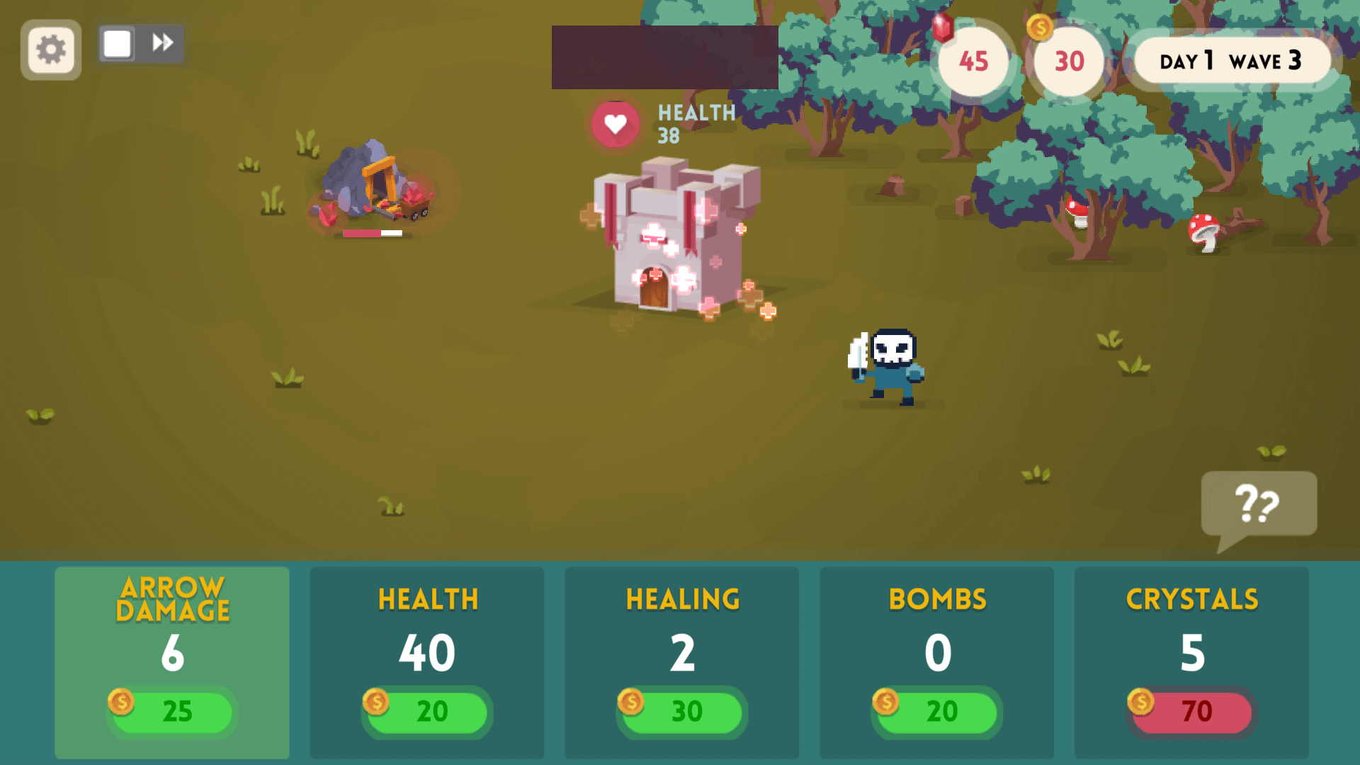 Day of the Meat: Castle main menu with pixel-art design and start button2