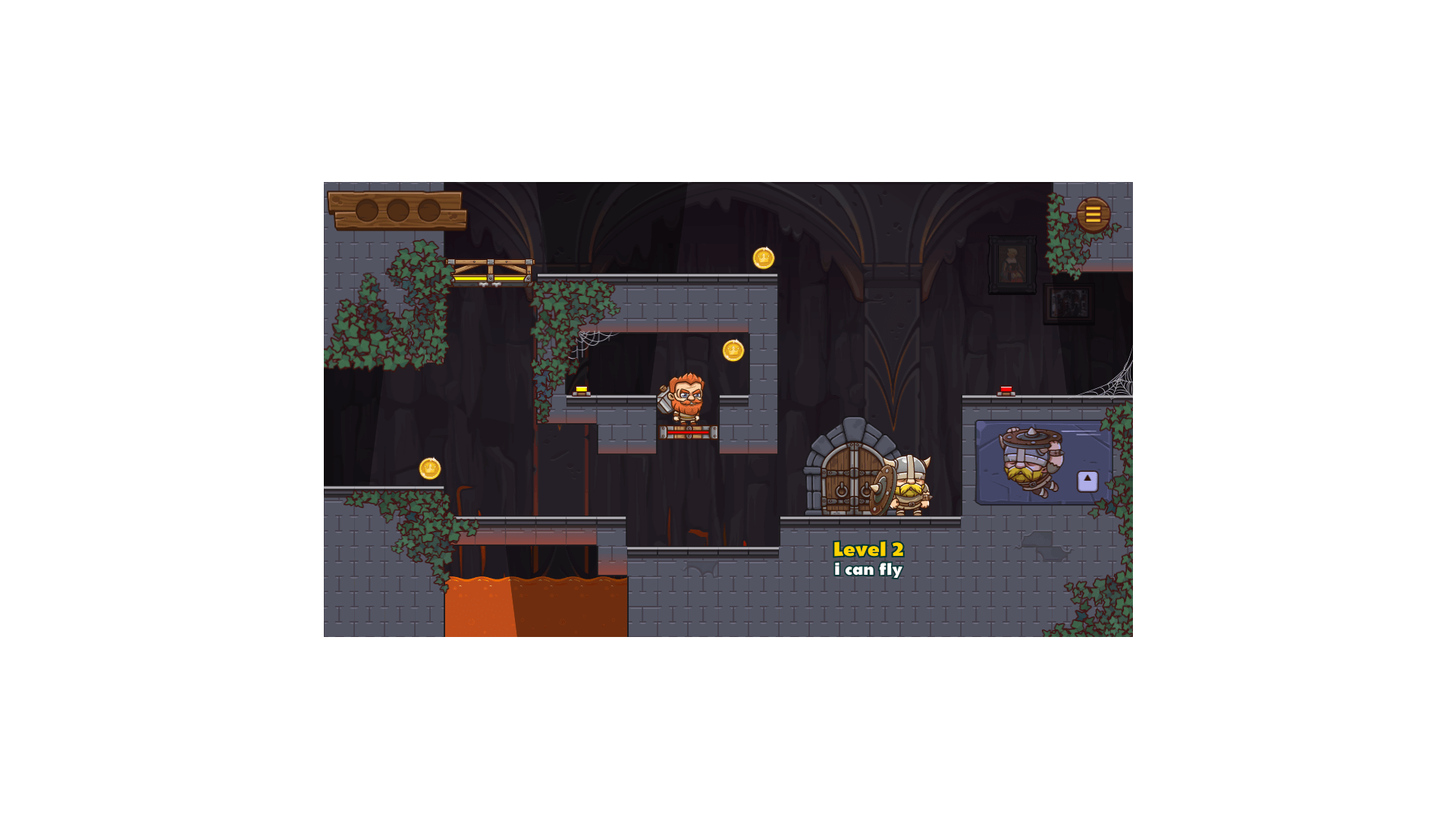 Main menu of Duo Vikings 3 showing level selection and play options