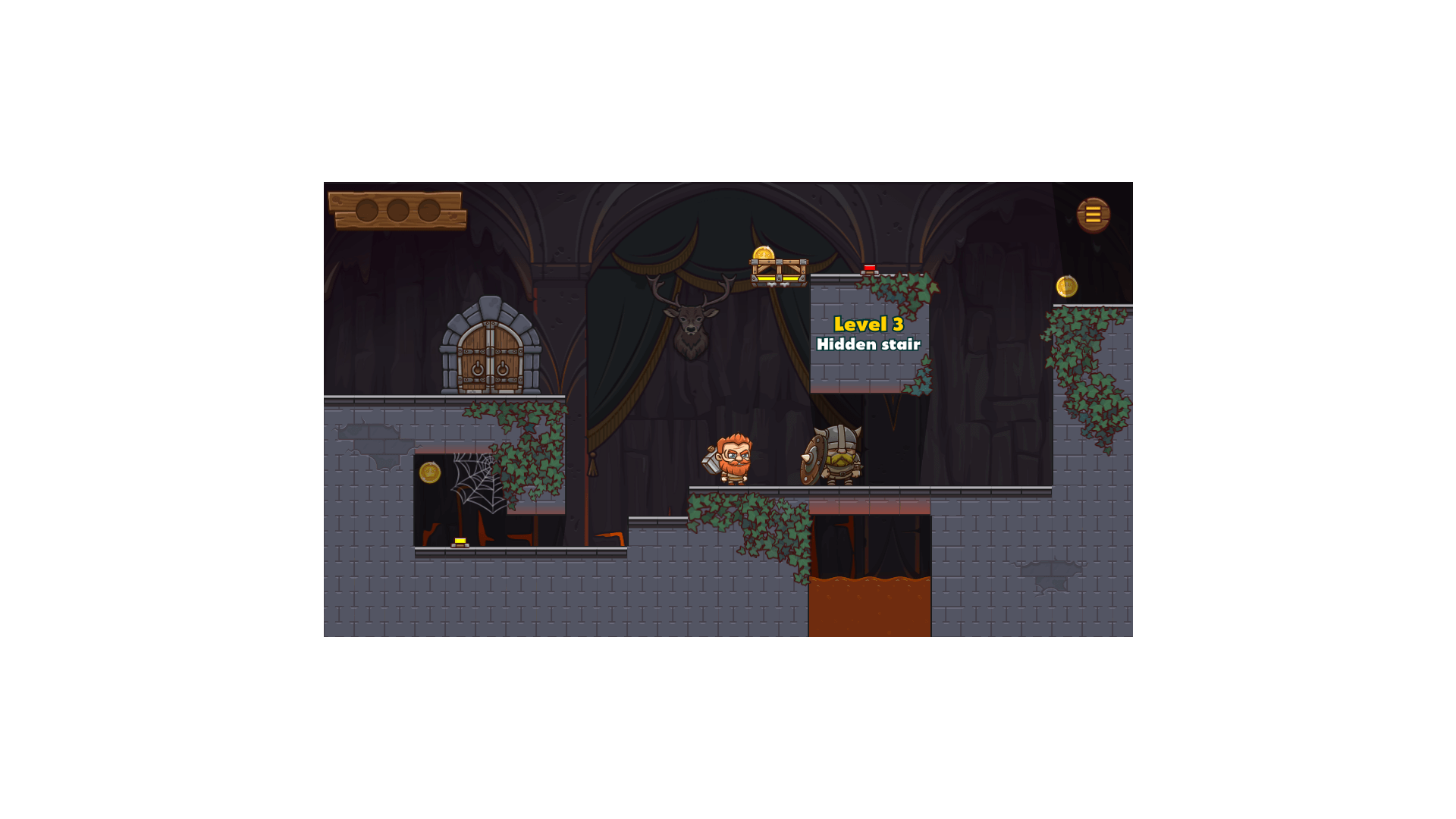 Level complete screen with stars and Viking celebration animation