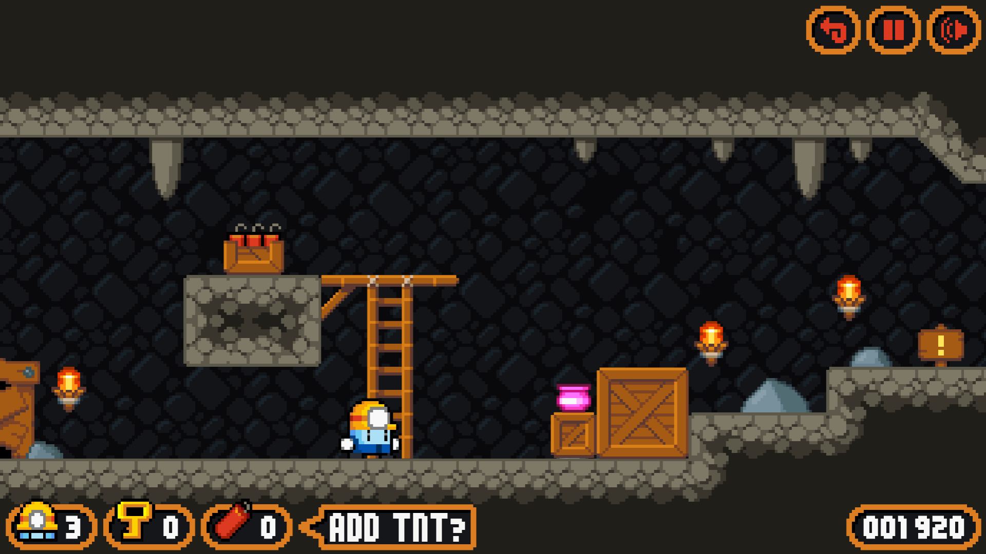 Dyna Boy platform game character moving through obstacles and collecting diamonds