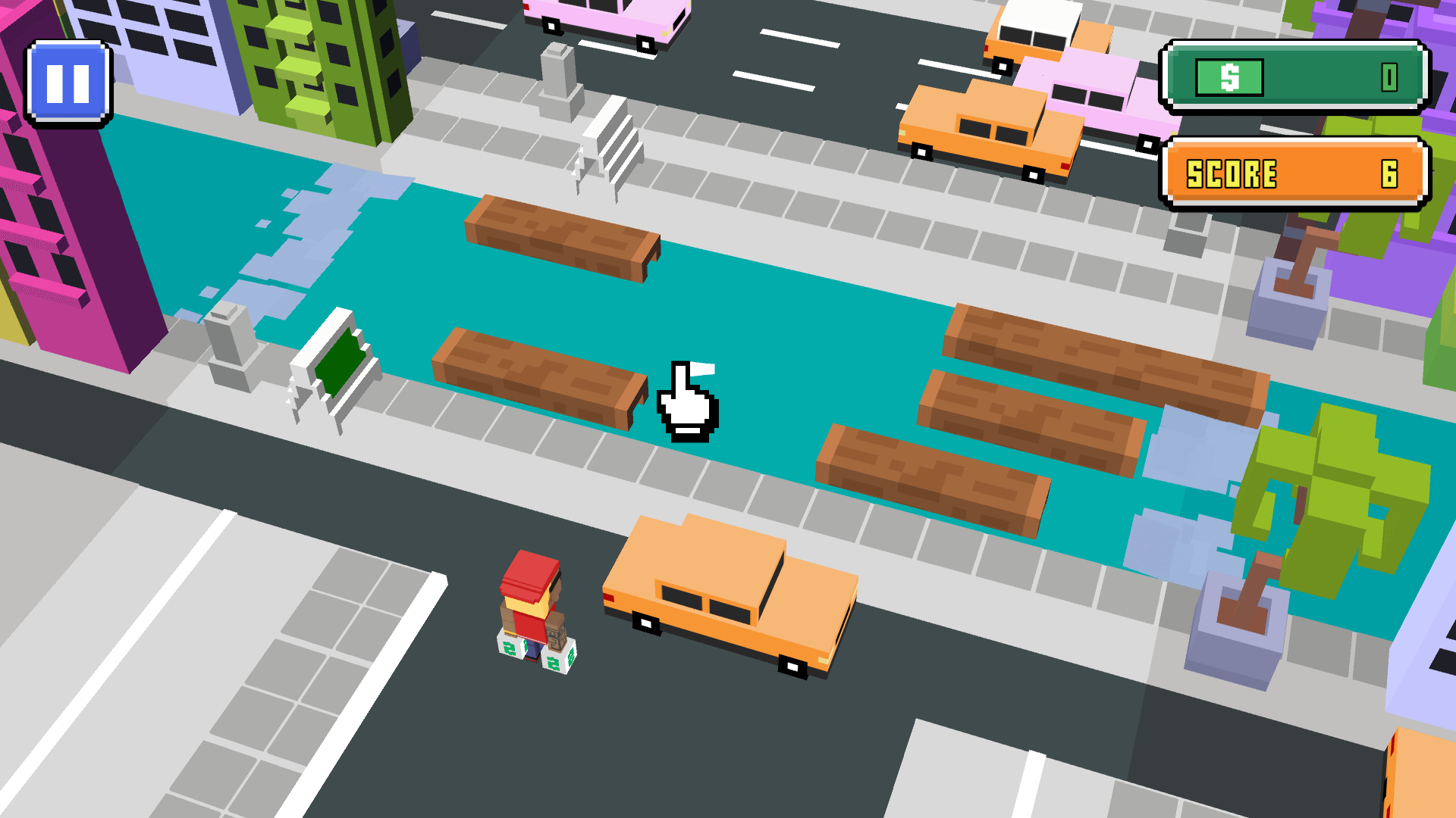 Escape Jump gameplay showing a character leaping between platforms to avoid rising lava3